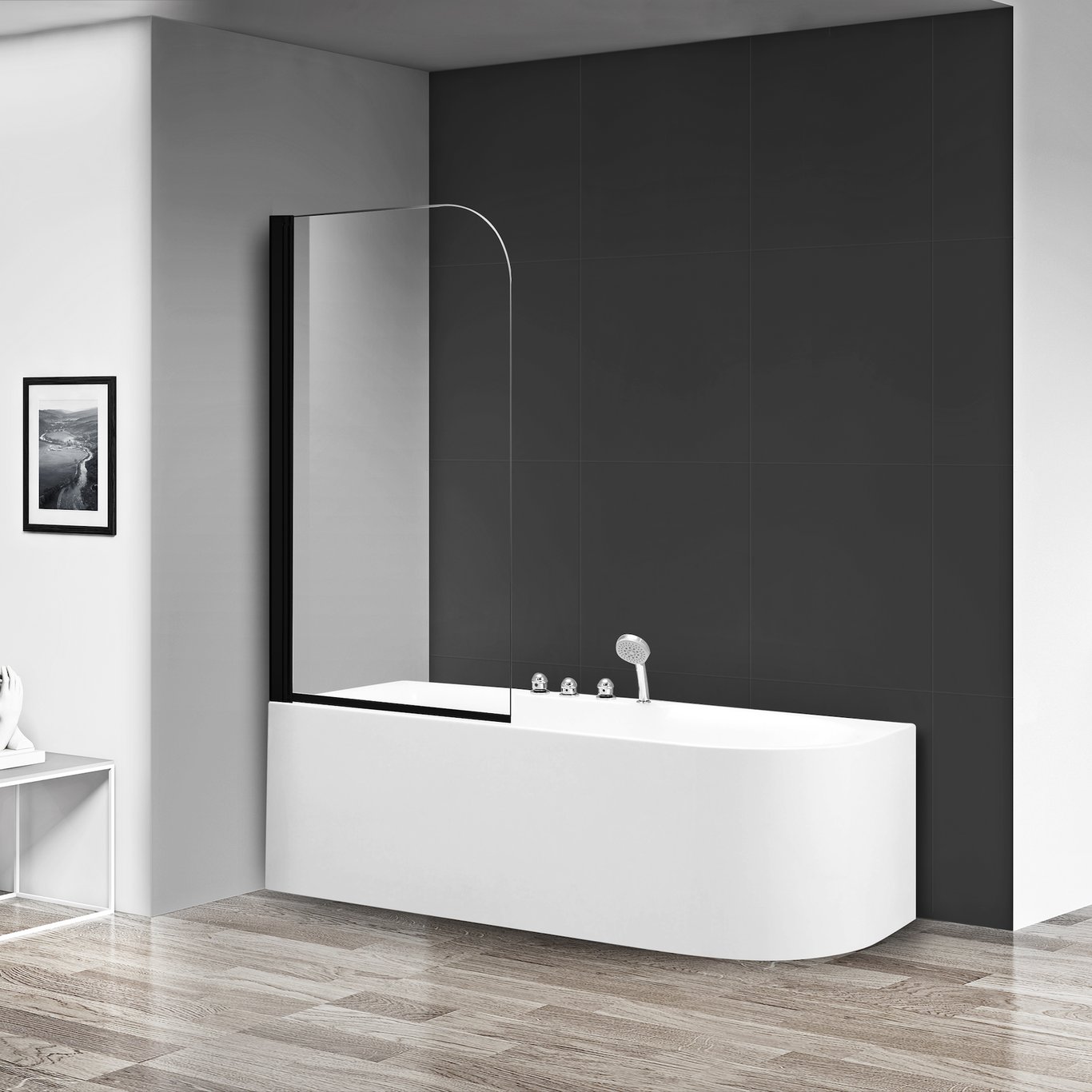 CELESTE BADEKARVEGG 75X140 CM - VENSTRE M/ SIKKERHETSFOLIE, SORT CELESTE BADEKARVEGG 75X140 CM - VENSTRE M/ SIKKERHETSFOLIE, SORT