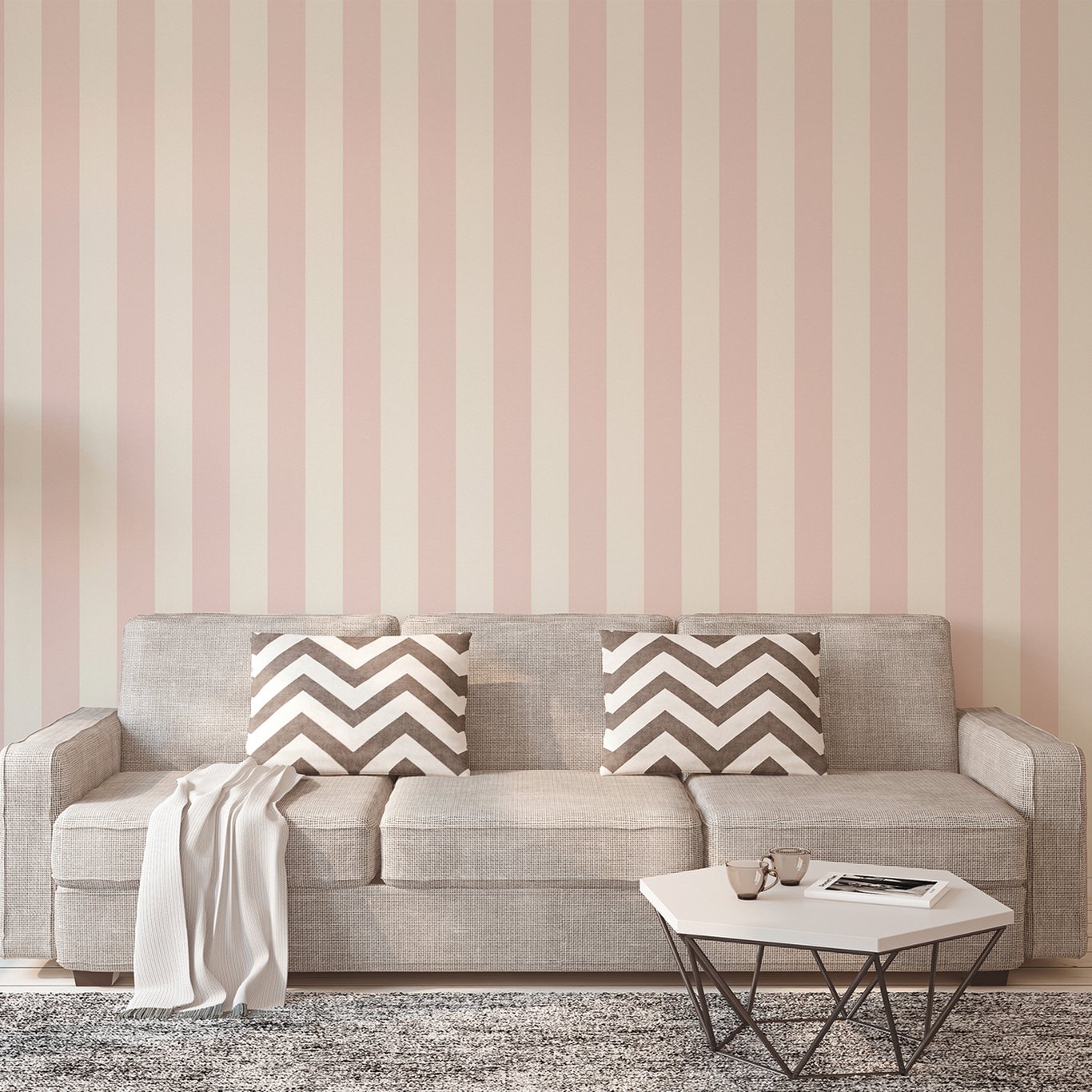 INNOVA TREND TAPET STRIPER ROSA/HVIT VAREPRØVE INNOVA TREND TAPET STRIPER ROSA/HVIT VAREPRØVE