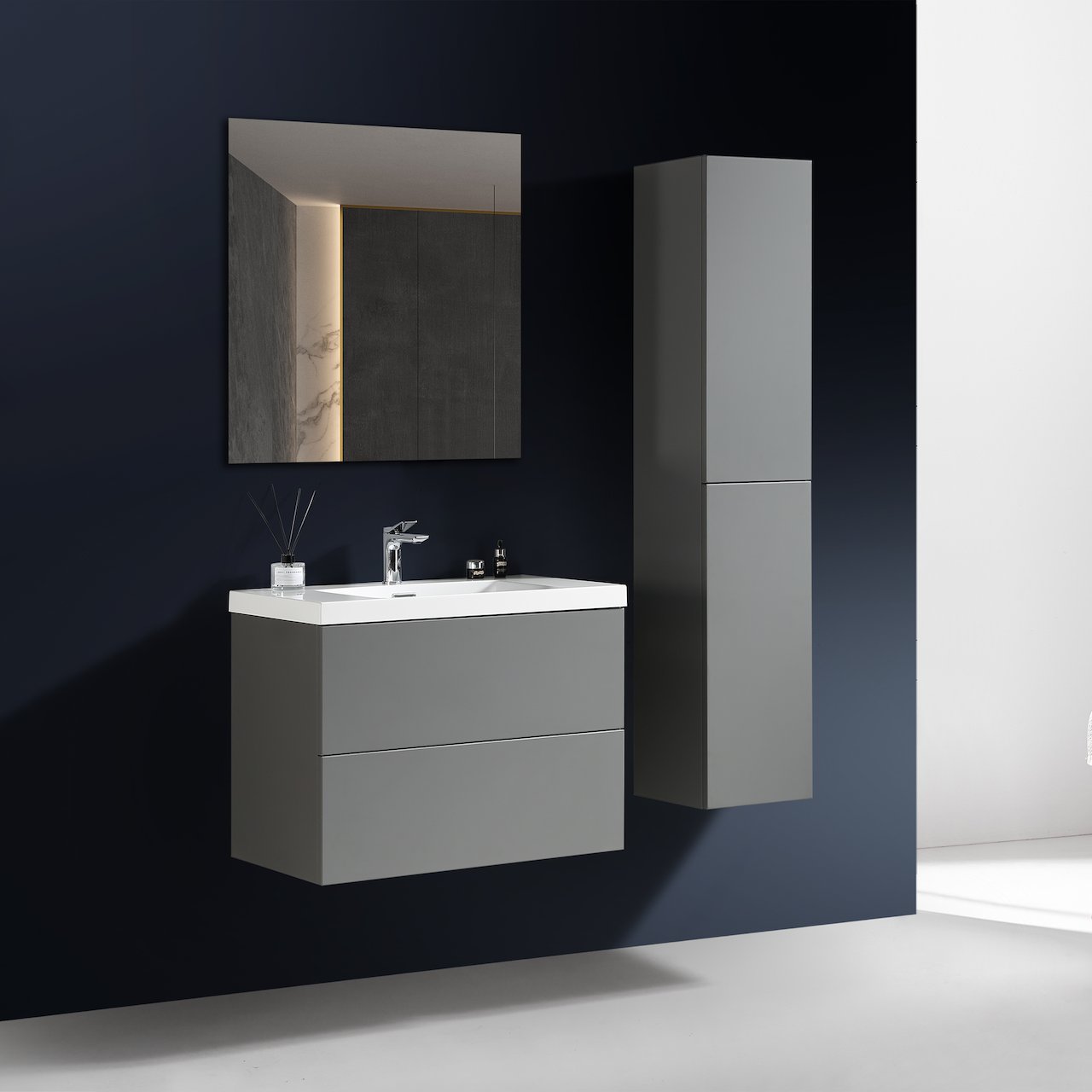 LIND DELIGHT 80 BADEROMSMØBEL GRÅ U/ SPEIL LIND DELIGHT 80 BADEROMSMØBEL GRÅ U/ SPEIL