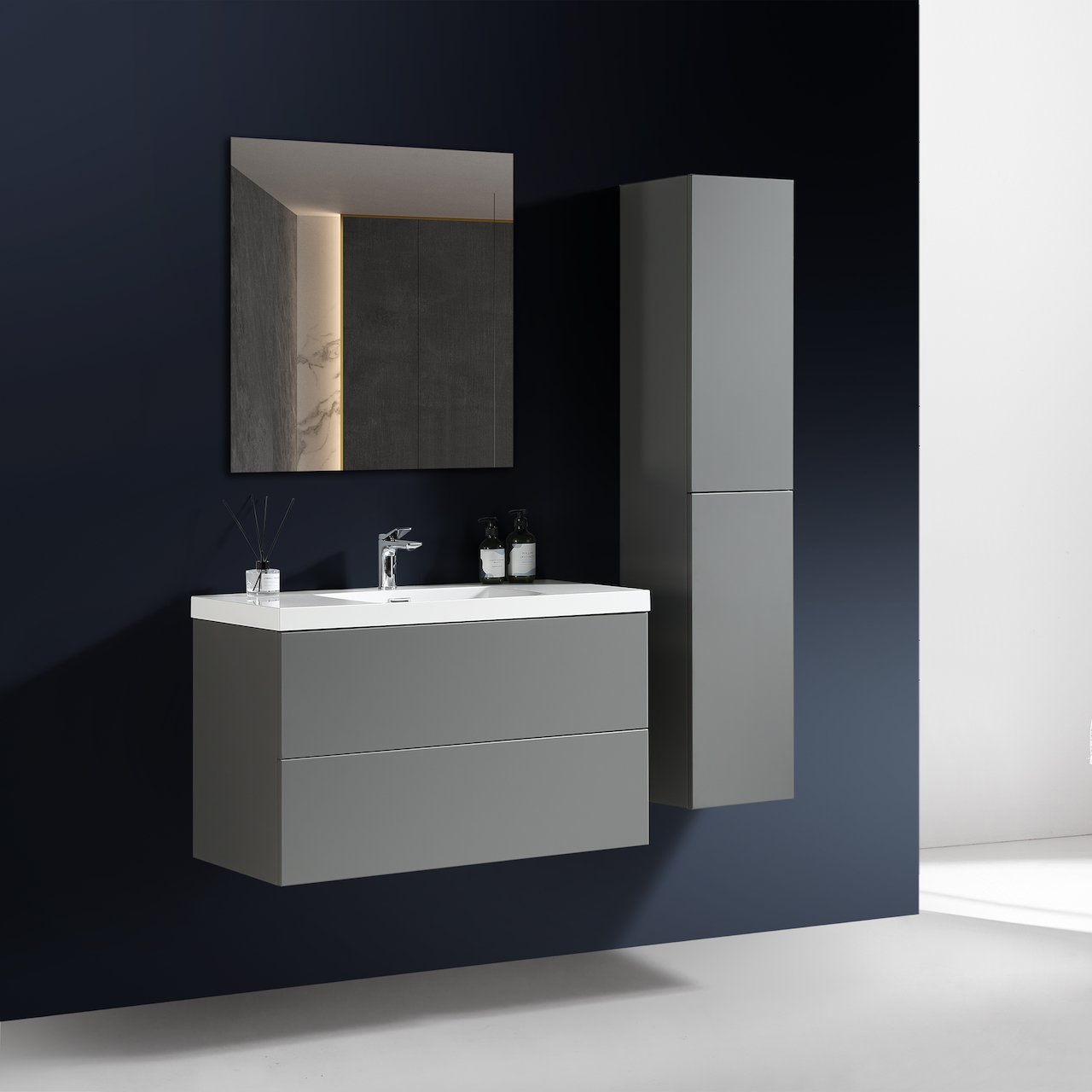 LIND DELIGHT 100 BADEROMSMØBEL GRÅ U/ SPEIL LIND DELIGHT 100 BADEROMSMØBEL GRÅ U/ SPEIL