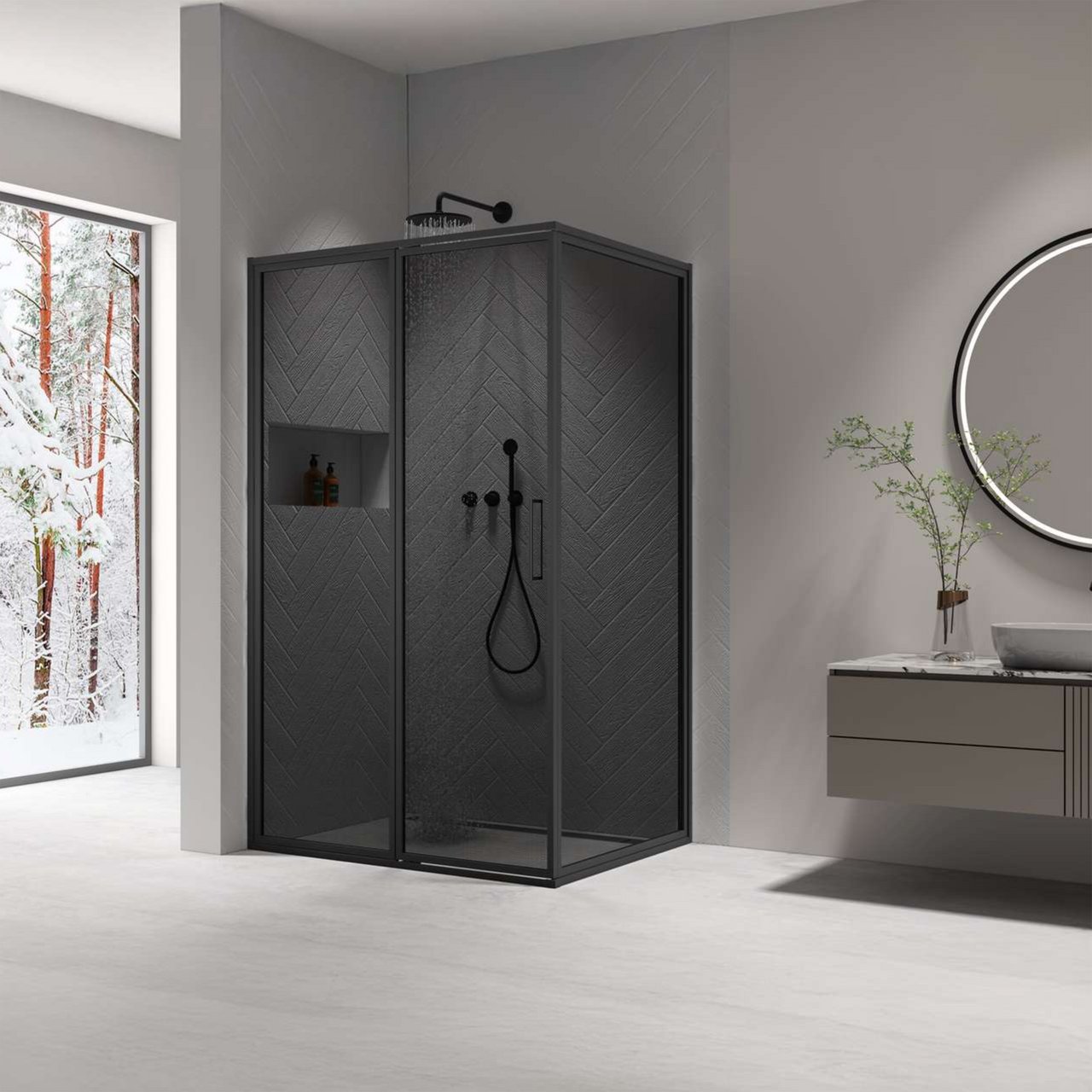 INNOVATION SILKE DUSJHJØRNE 120X90X210 SORT 8MM INNOVATION SILKE DUSJHJØRNE 120X90X210 SORT 8MM