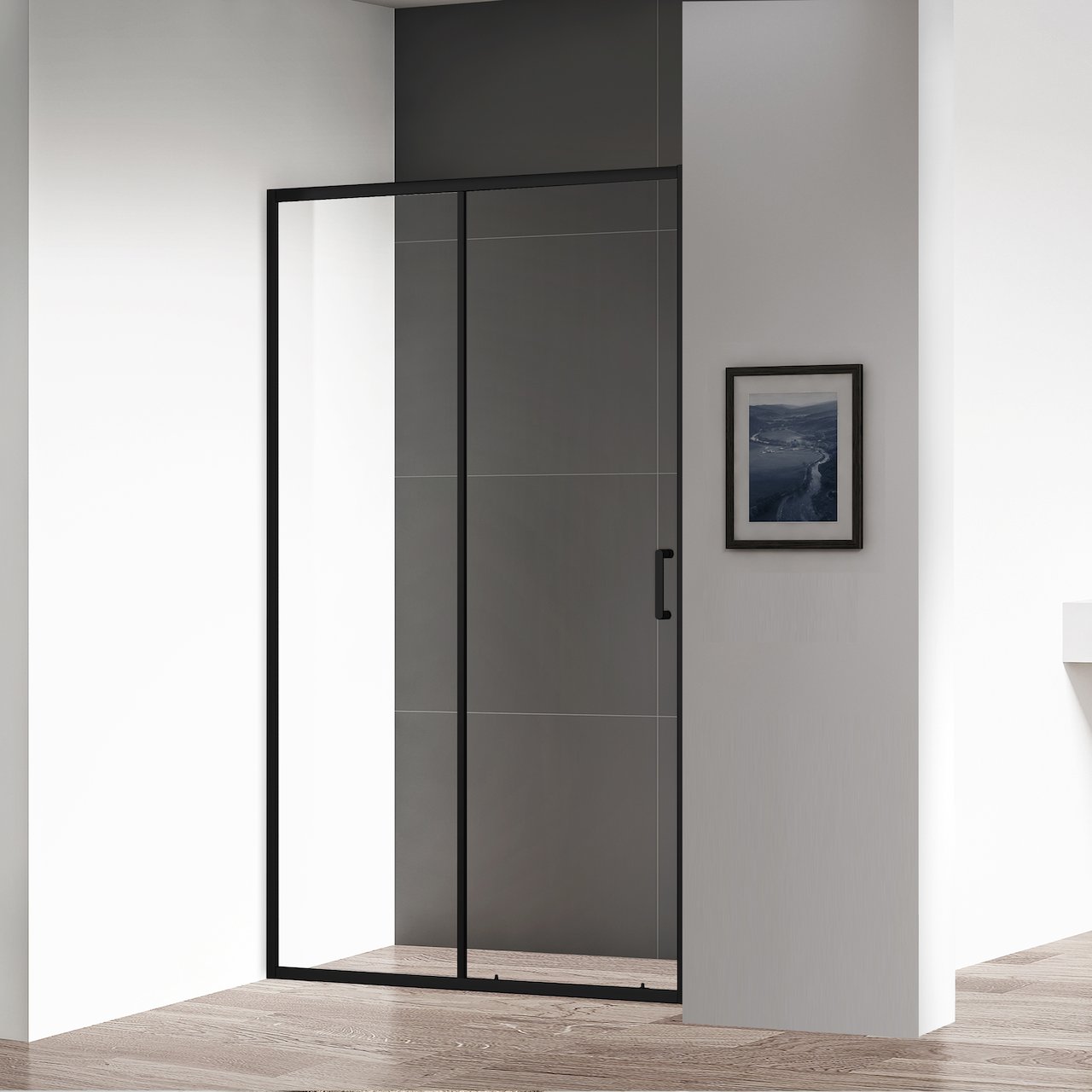 CELESTE FASTO SKYVEDØR 128-131 CM M/ SIKKERHETSFOLIE, SORT CELESTE FASTO SKYVEDØR 128-131 CM M/ SIKKERHETSFOLIE, SORT