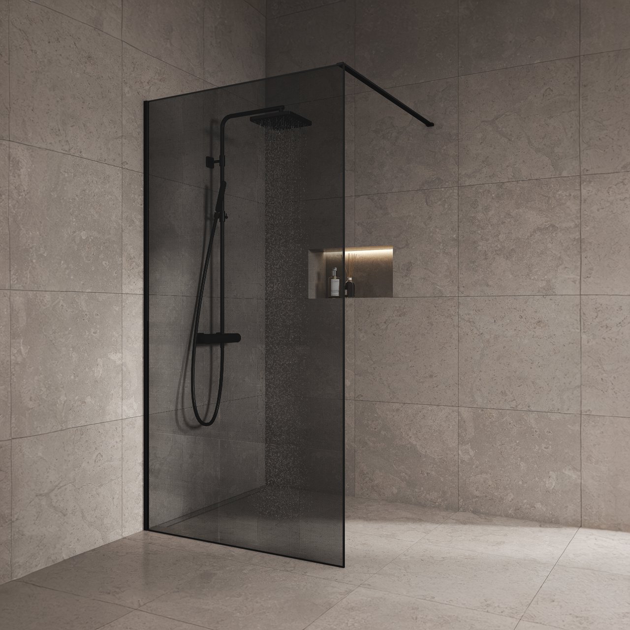 INNOVATION SILKE FAST DUSJVEGG 100X200 SORT, 8MM INNOVATION SILKE FAST DUSJVEGG 100X200 SORT, 8MM