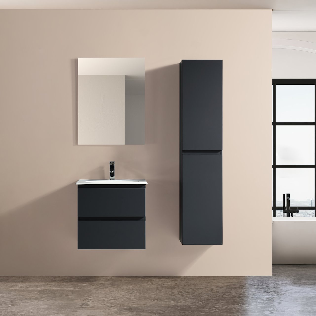 LIND BELLEVUE 60 BADEROMSMØBEL MATT SORT LIND BELLEVUE 60 BADEROMSMØBEL MATT SORT