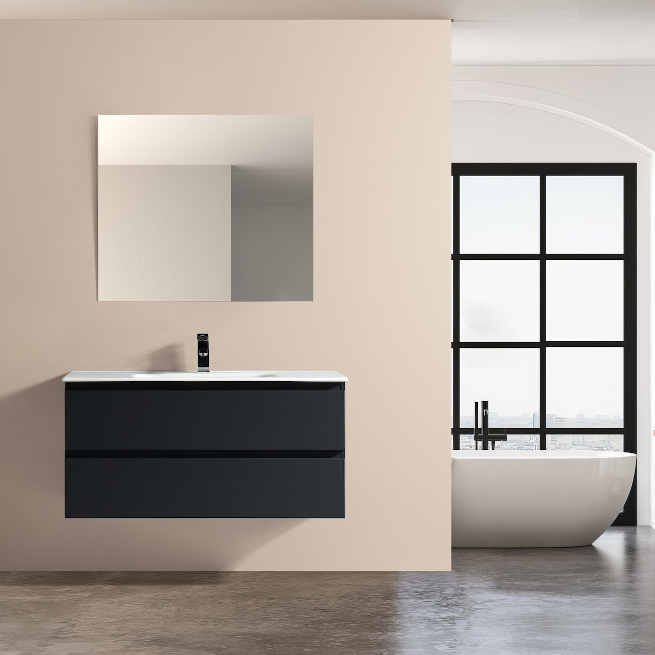 LIND BELLEVUE 100 BADEROMSMØBEL MATT SORT LIND BELLEVUE 100 BADEROMSMØBEL MATT SORT