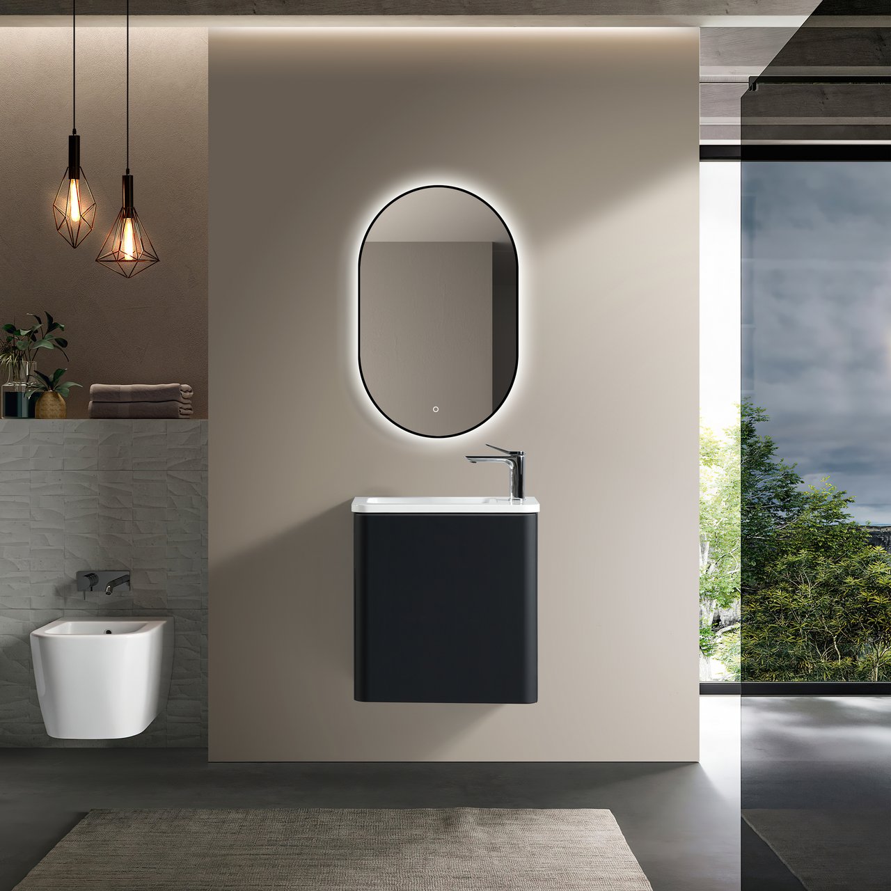 LIND OASIS SMALL 50 BADEROMSMØBEL VENSTRE SORT LIND OASIS SMALL 50 BADEROMSMØBEL VENSTRE SORT