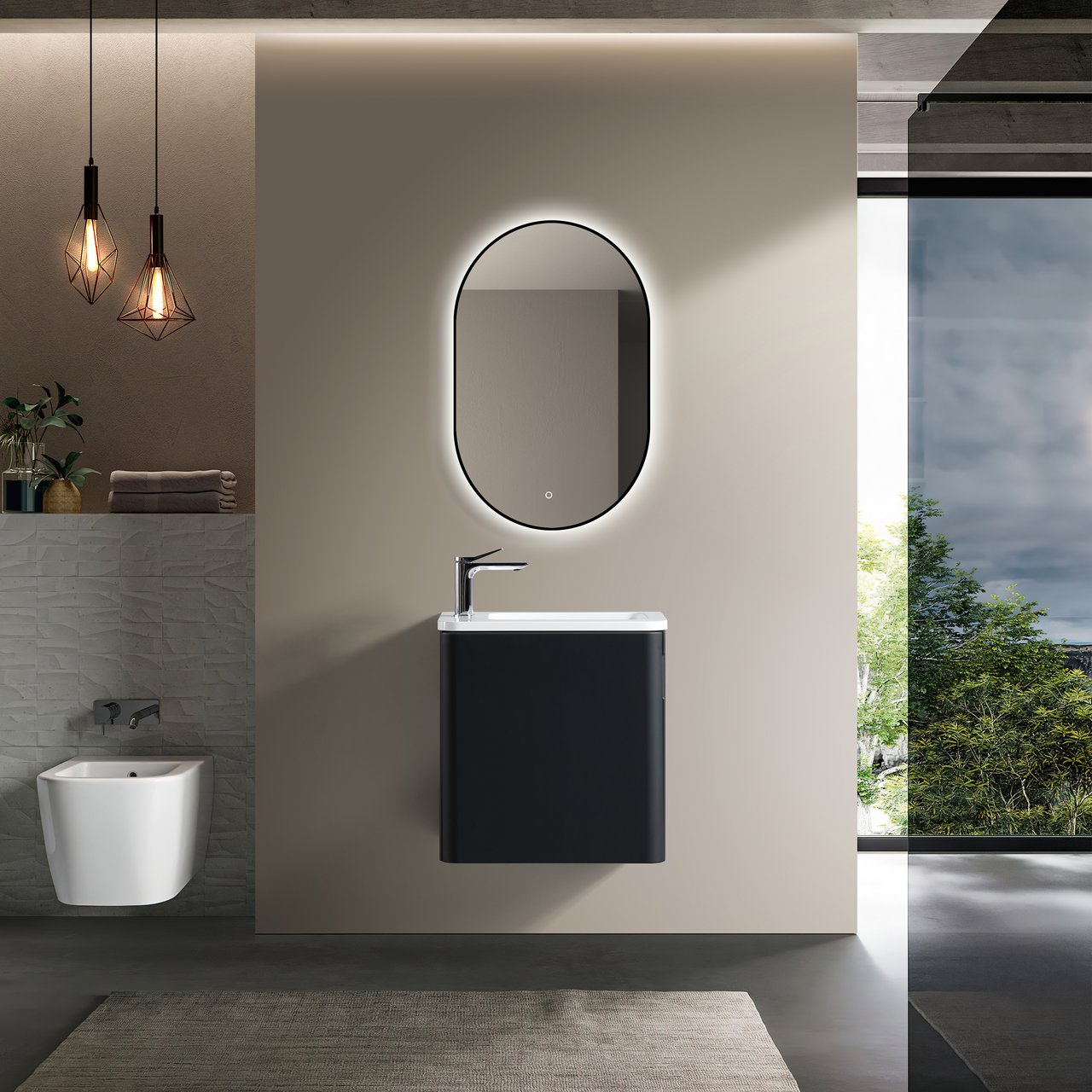 LIND OASIS SMALL 50 BADEROMSMØBEL HØYRE SORT LIND OASIS SMALL 50 BADEROMSMØBEL HØYRE SORT