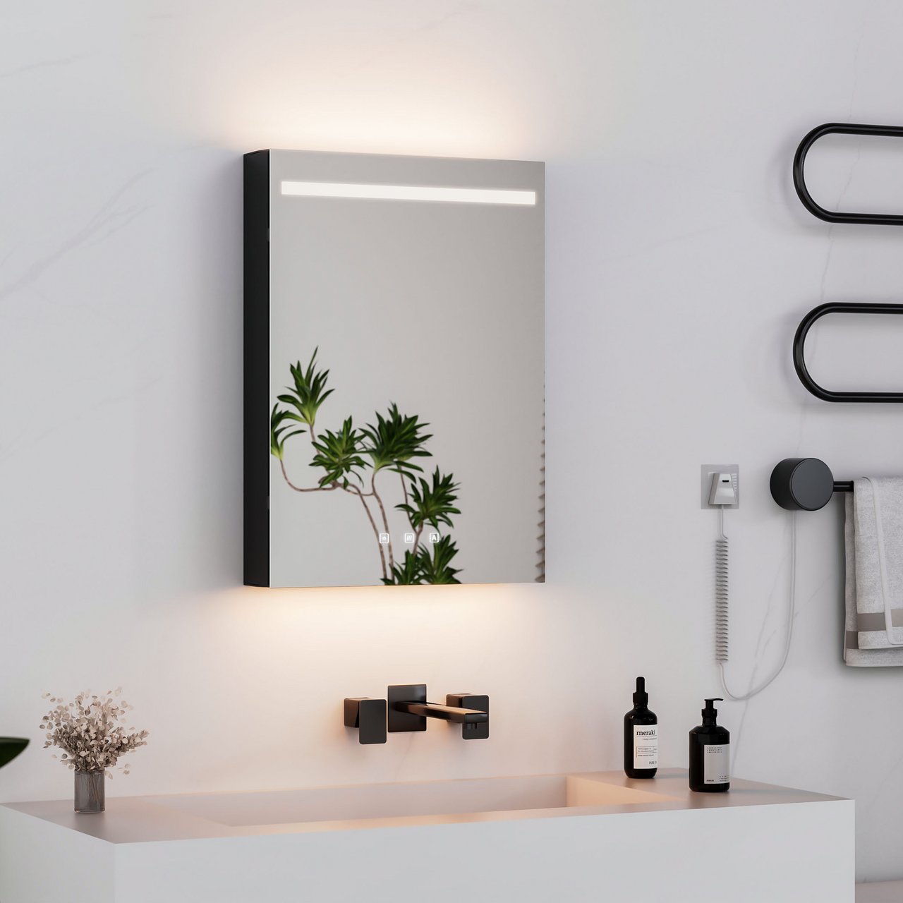 TREND NOVA SPEILSKAP M/LED 50 CM SORT ALU