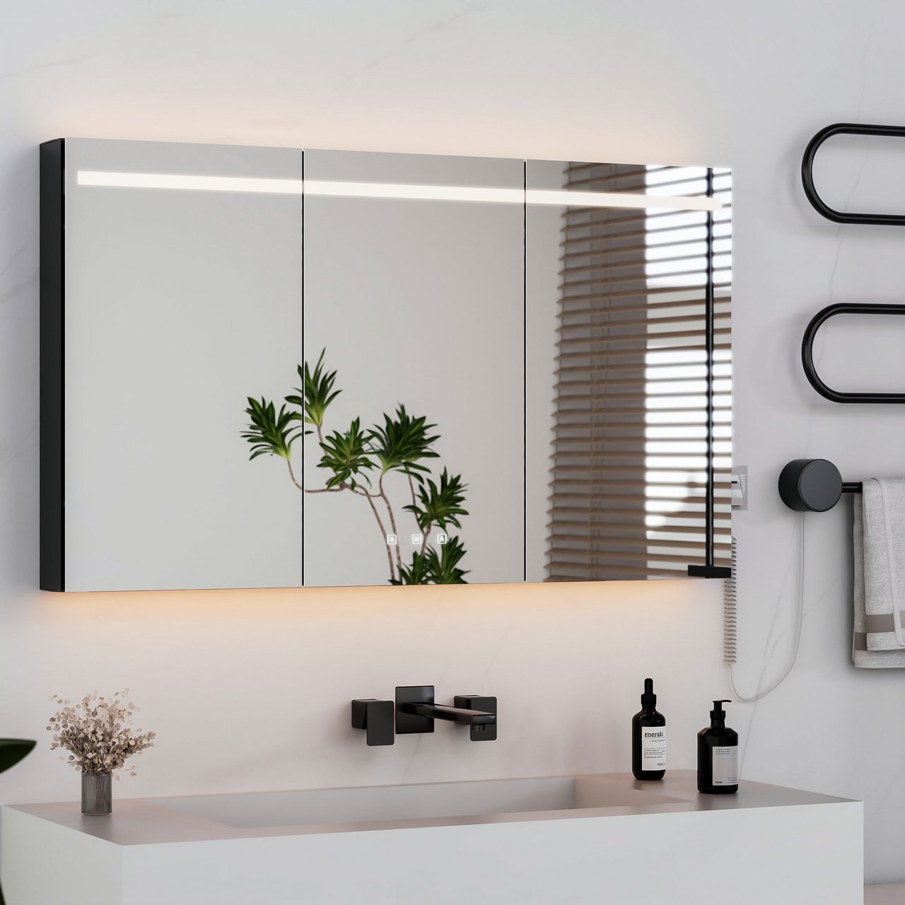 TREND NOVA SPEILSKAP M/LED 120 CM SORT ALU
