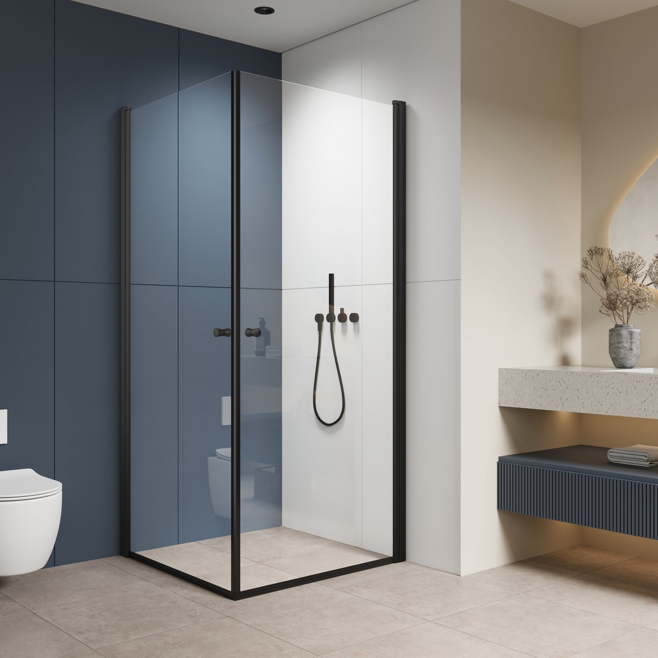 CELESTE LUCCA RETT DUSJHJØRNE 90X90X197,4 CM M/SIKKERHETSFOLIE, SORT CELESTE LUCCA RETT DUSJHJØRNE 90X90X197,4 CM M/SIKKERHETSFOLIE, SORT