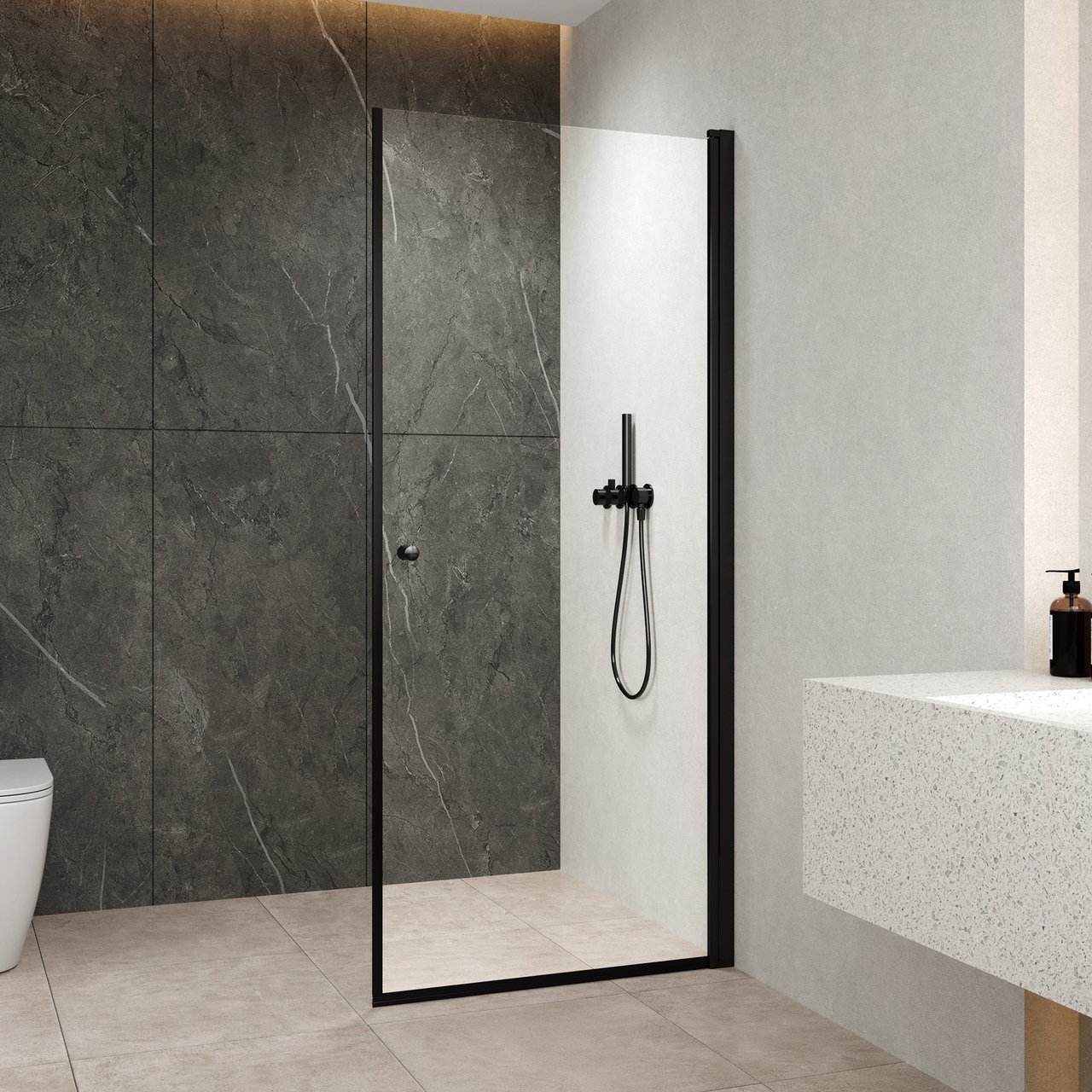 CELESTE LUCCA DUSJDØR 70X197,4 CM M/SIKKERHETSFOLIE, SORT