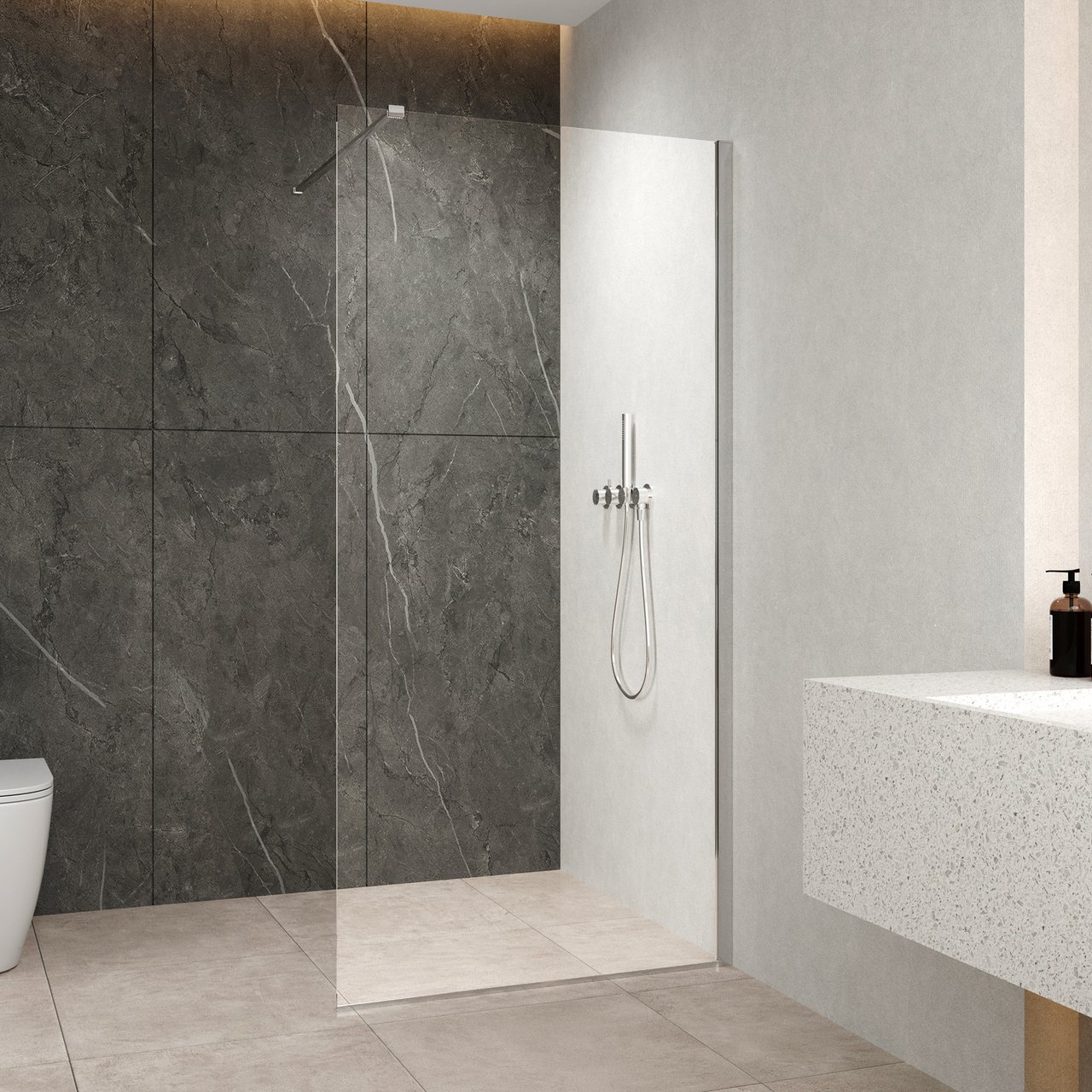 CELESTE LUCCA DUSJVEGG 100X197,4CM M/ SIKKERHETSFOLIE KROM CELESTE LUCCA DUSJVEGG 100X197,4CM M/ SIKKERHETSFOLIE KROM