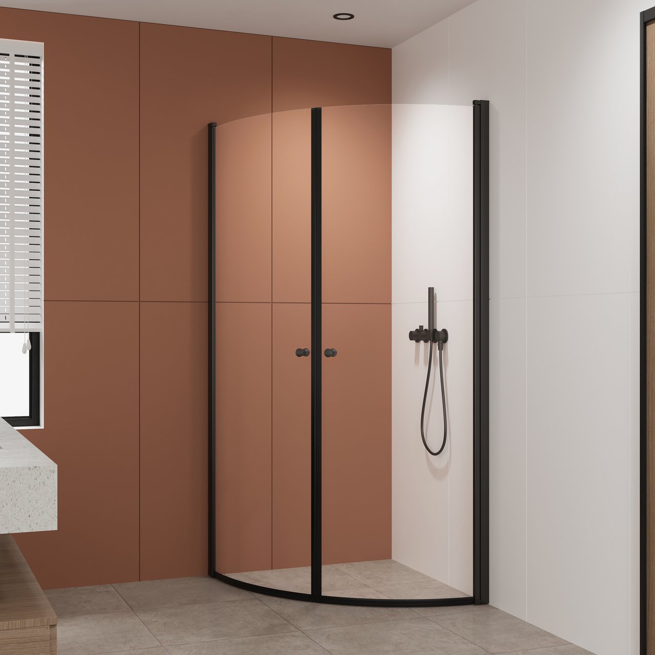 CELESTE LUCCA BUET DUSJHJØRNE 85X85X197,4 CM M/ SIKKERHETSFOLIE SORT CELESTE LUCCA BUET DUSJHJØRNE 85X85X197,4 CM M/ SIKKERHETSFOLIE SORT