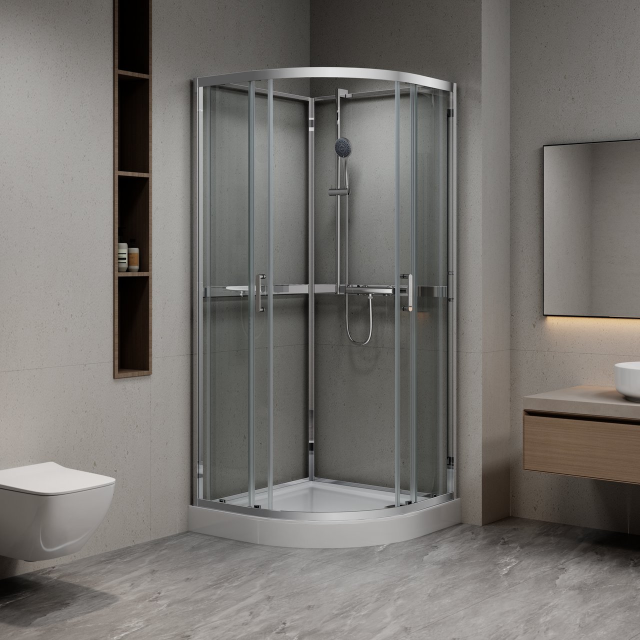 CELESTE TRENTO BUET DUSJKABINETT 90X90X205 CM M/SIKKERHETSOLIE KROM