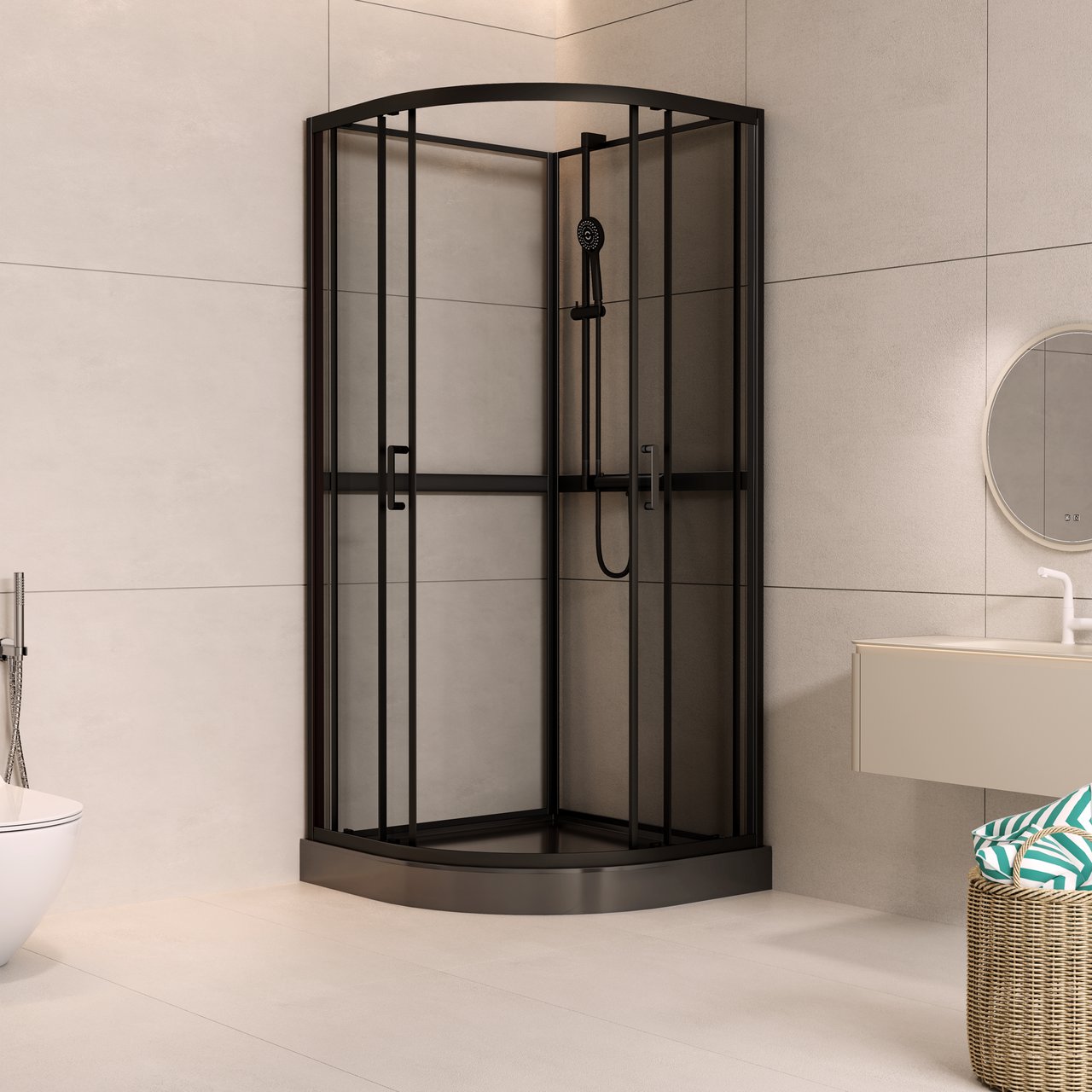 CELESTE TRENTO BUET DUSJKABINETT 90X90X205 CM M/SIKKERHETSFOLIE SORT CELESTE TRENTO BUET DUSJKABINETT 90X90X205 CM M/SIKKERHETSFOLIE SORT