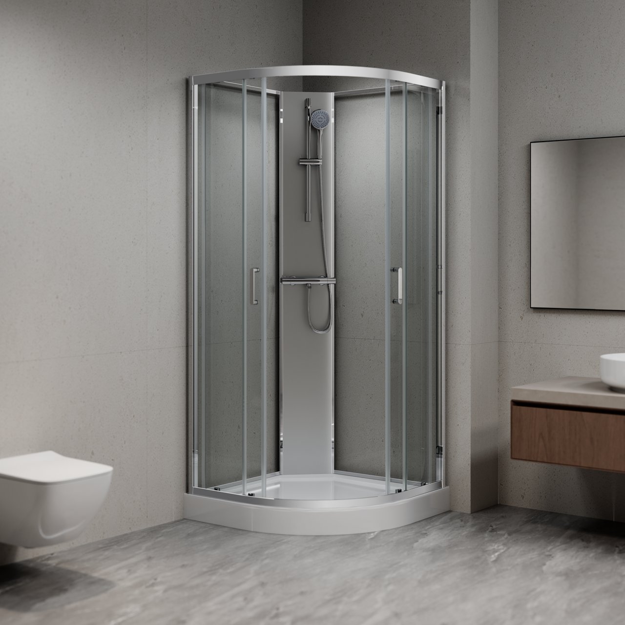 CELESTE NOVARA BUET DUSJKABINETT 90X90X205 CM M/SIKKERHETSFOLIE KROM