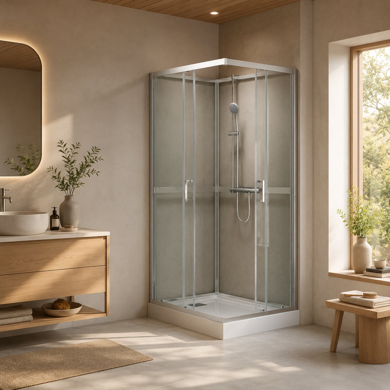 CELESTE TRENTO RETT DUSJKABINETT 80X100X208 CM M/SIKKERHETSFOLIE KROM CELESTE TRENTO RETT DUSJKABINETT 80X100X208 CM M/SIKKERHETSFOLIE KROM