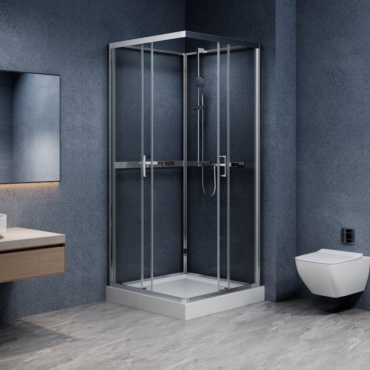 CELESTE TRENTO RETT DUSJKABINETT 80X80X205 CM M/SIKKERHETSOLIE KROM CELESTE TRENTO RETT DUSJKABINETT 80X80X205 CM M/SIKKERHETSOLIE KROM