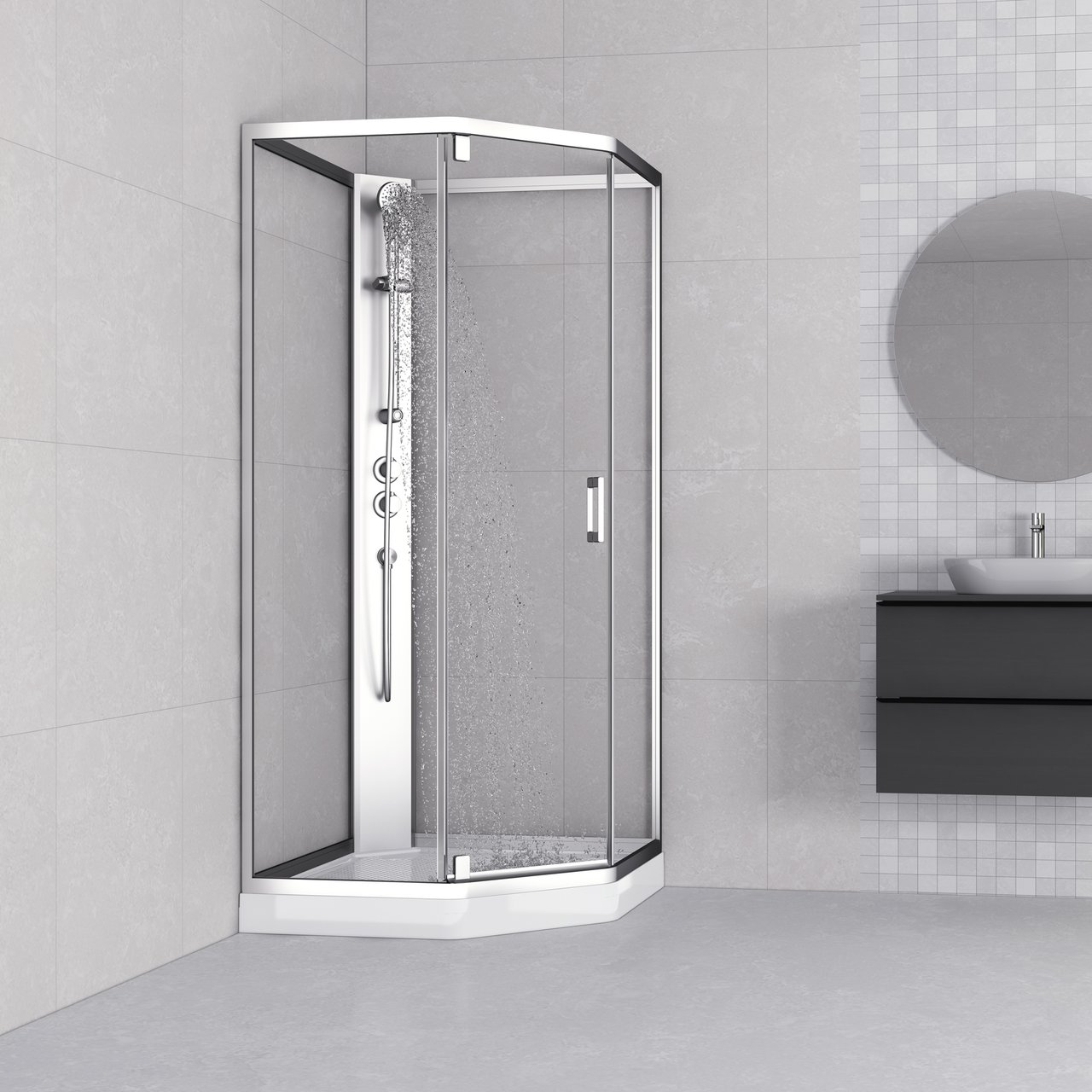 CELESTE NOVELLO DUSJKABINETT M/SLAGDØR 90X90X205 CM M/SIKKERHETSFOLIE SATIN