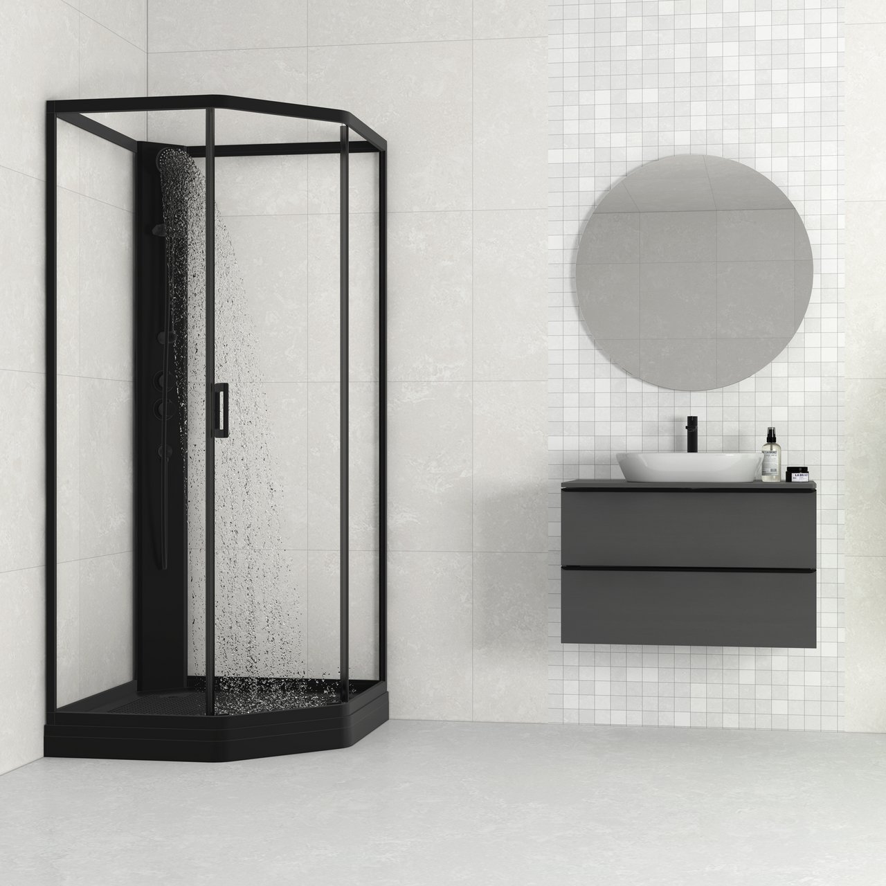 CELESTE NOVELLO DUSJKABINETT M/SLAGDØR 90X90X205 CM M/SIKKERHETSFOLIE SORT CELESTE NOVELLO DUSJKABINETT M/SLAGDØR 90X90X205 CM M/SIKKERHETSFOLIE SORT