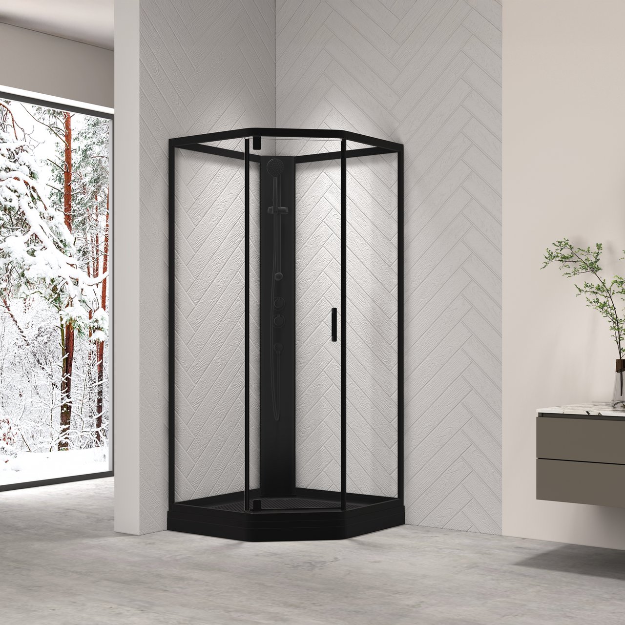 CELESTE NOVELLO DUSJKABINETT M/SLAGDØR 90X90X205 CM M/SIKKERHETSFOLIE SORT CELESTE NOVELLO DUSJKABINETT M/SLAGDØR 90X90X205 CM M/SIKKERHETSFOLIE SORT