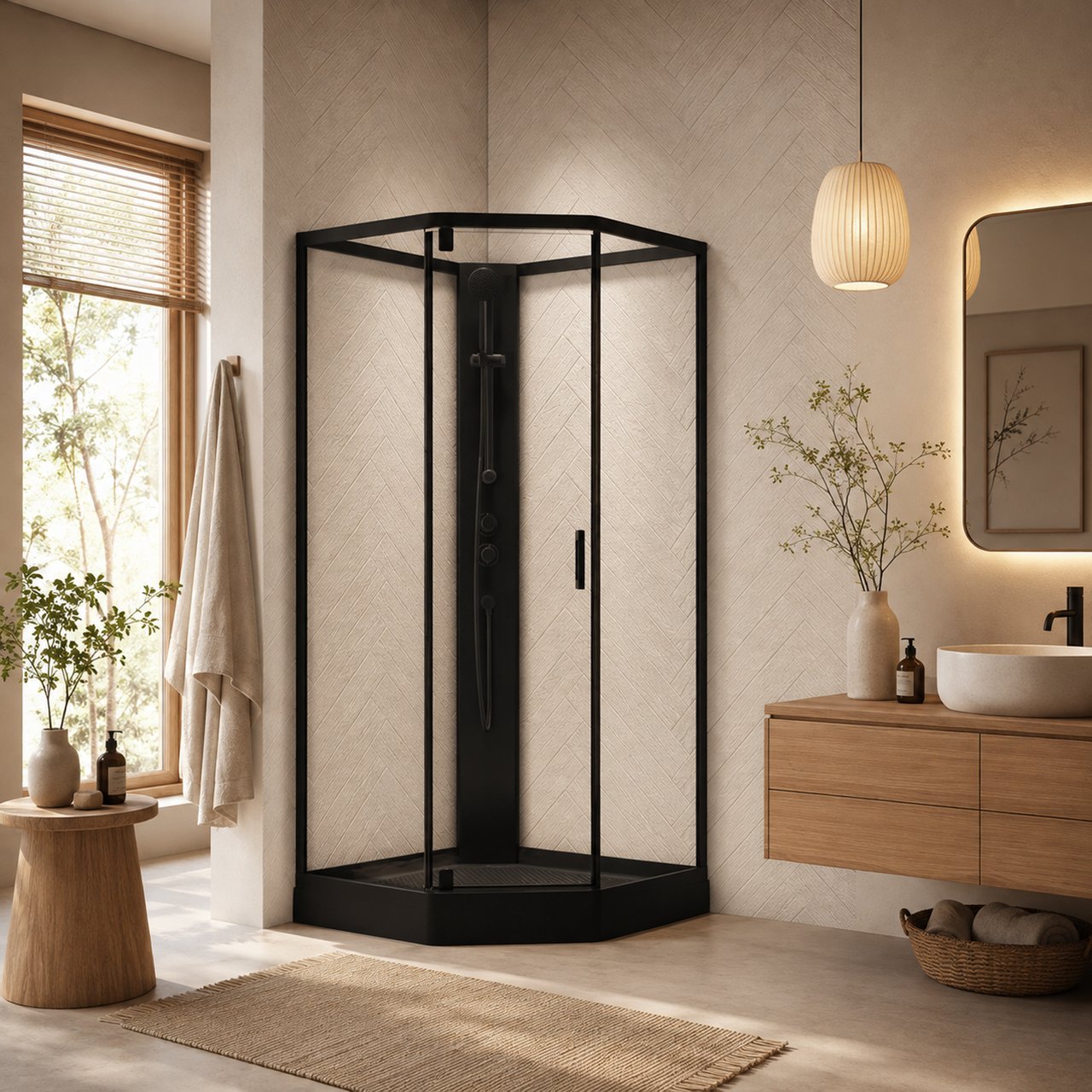 CELESTE NOVELLO DUSJKABINETT M/SLAGDØR 90X90X205 CM M/SIKKERHETSFOLIE SORT CELESTE NOVELLO DUSJKABINETT M/SLAGDØR 90X90X205 CM M/SIKKERHETSFOLIE SORT