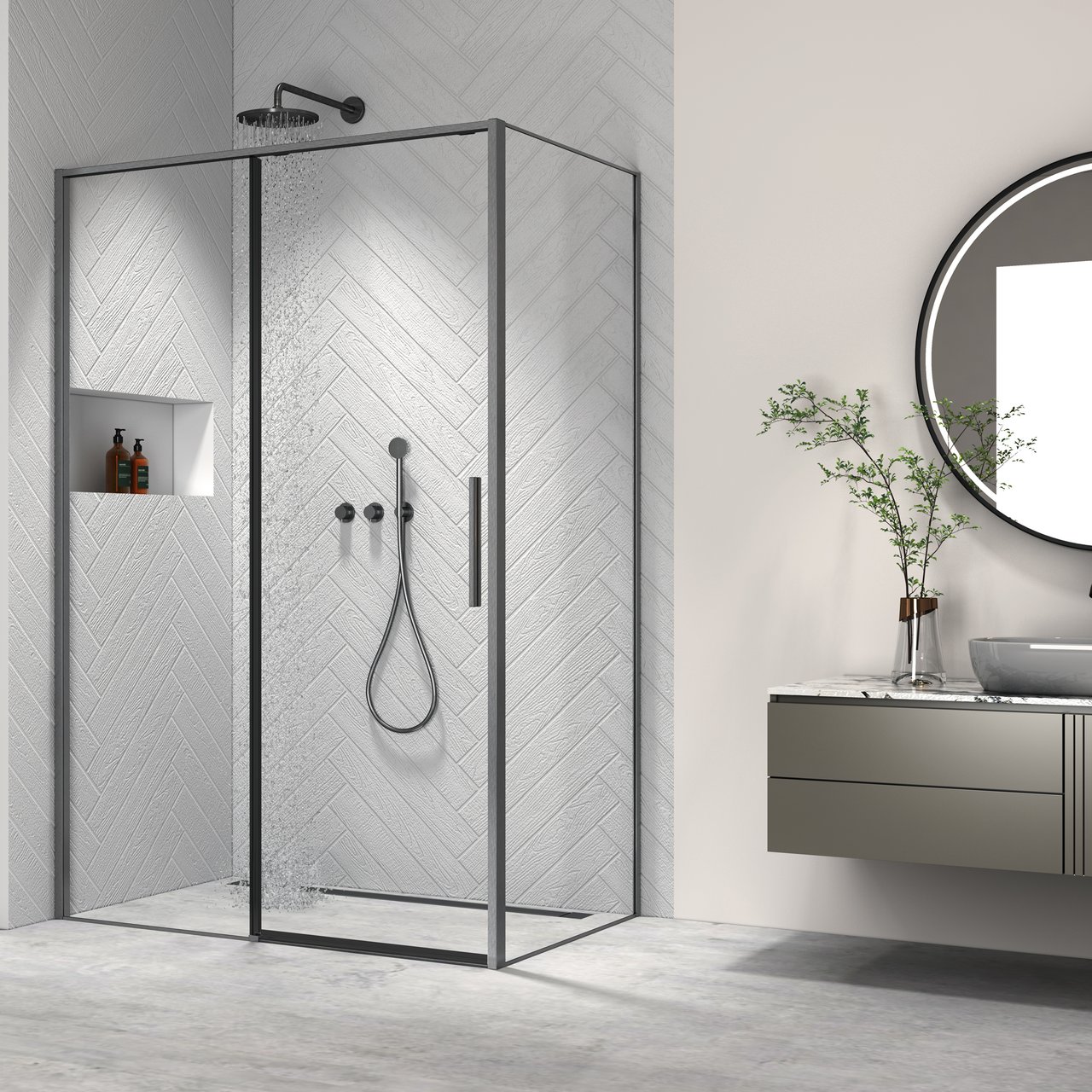 CELESTE FASCINO SIDEVEGG 90X200 CM M/SIKKERHETSFOLIE BØRSTET SORT CELESTE FASCINO SIDEVEGG 90X200 CM M/SIKKERHETSFOLIE BØRSTET SORT