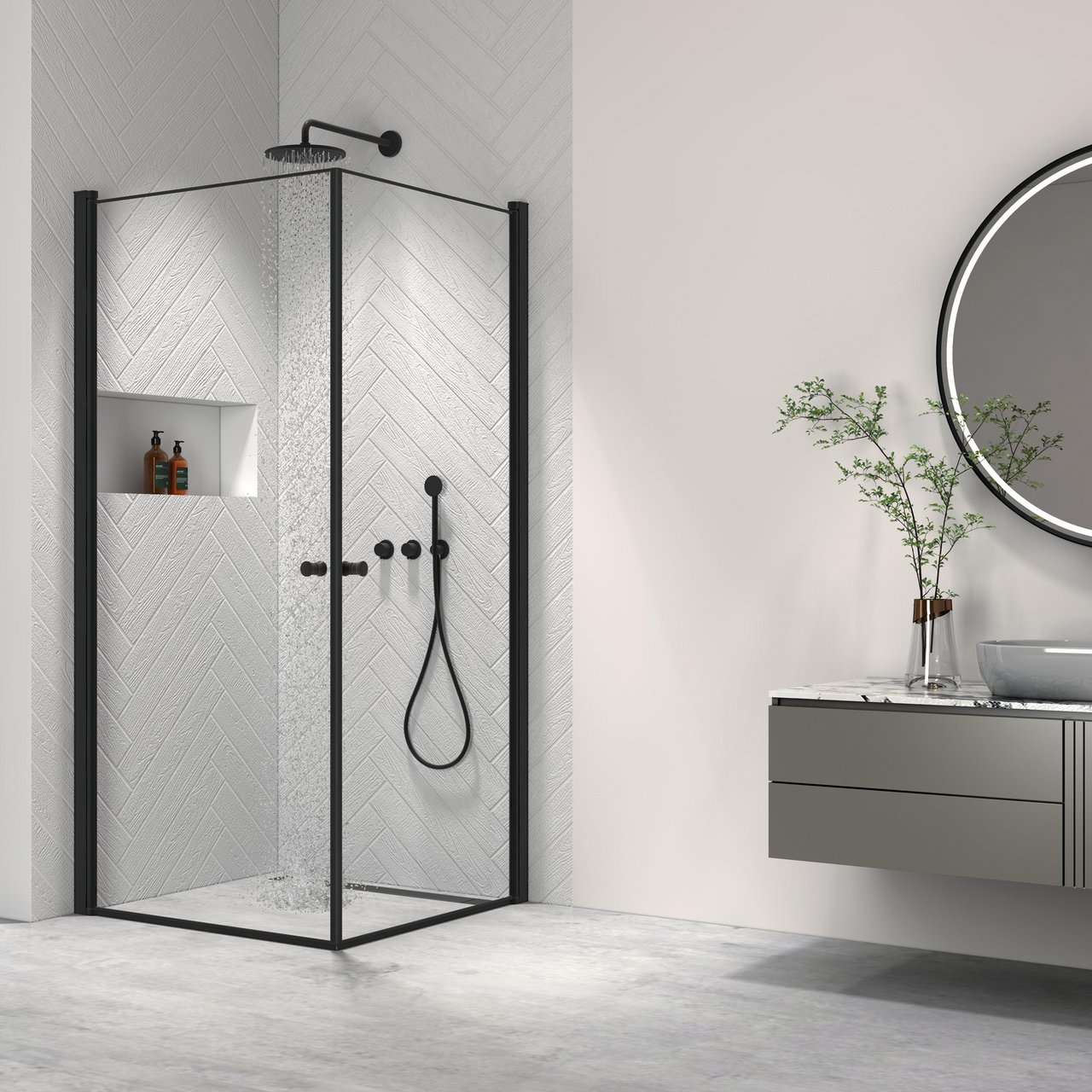 INNOVATION LUSSO DUSJDØR 80X195 CM, SORT, 8MM