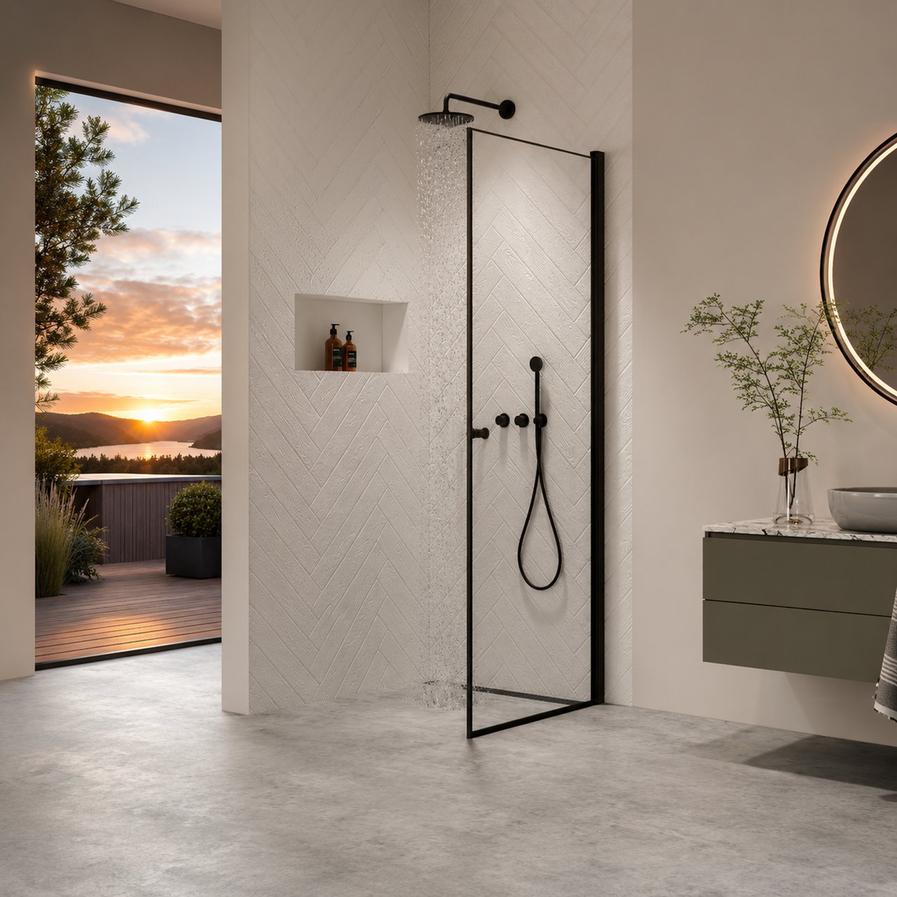 INNOVATION LUSSO DUSJDØR 90X195 CM, SORT, 8MM INNOVATION LUSSO DUSJDØR 90X195 CM, SORT, 8MM