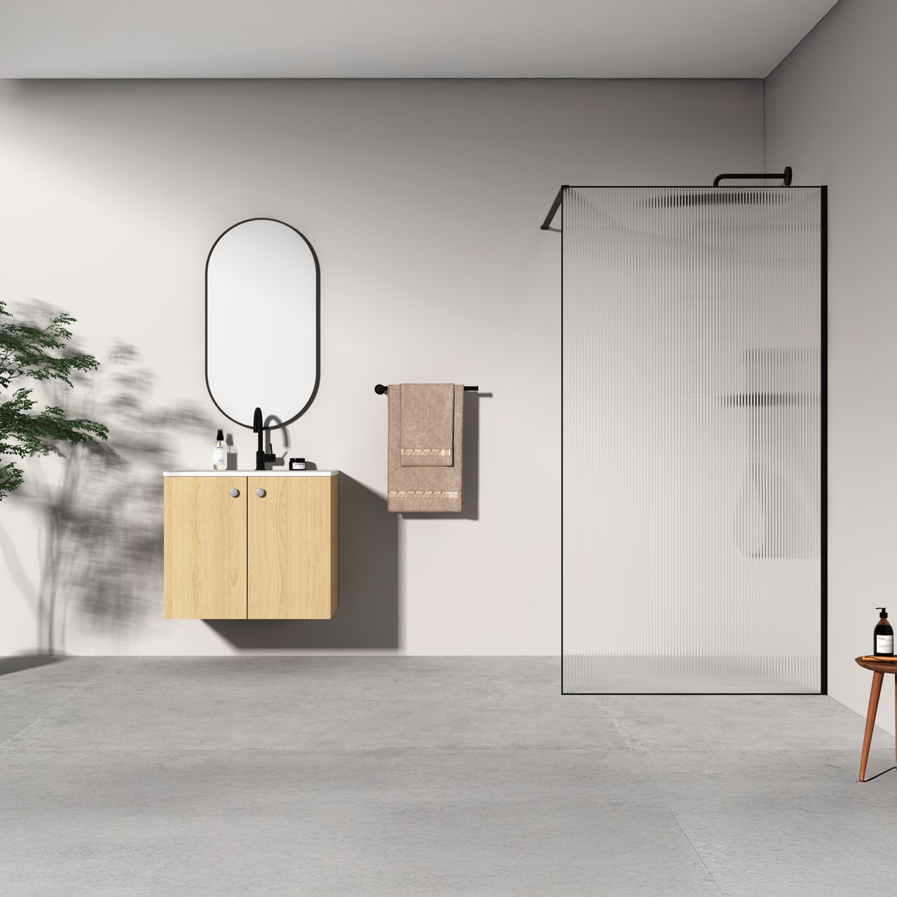 CELESTE ONDATA FAST DUSJVEGG 120X200 CM M/SIKKERHETSFOLIE, SORT, 8MM