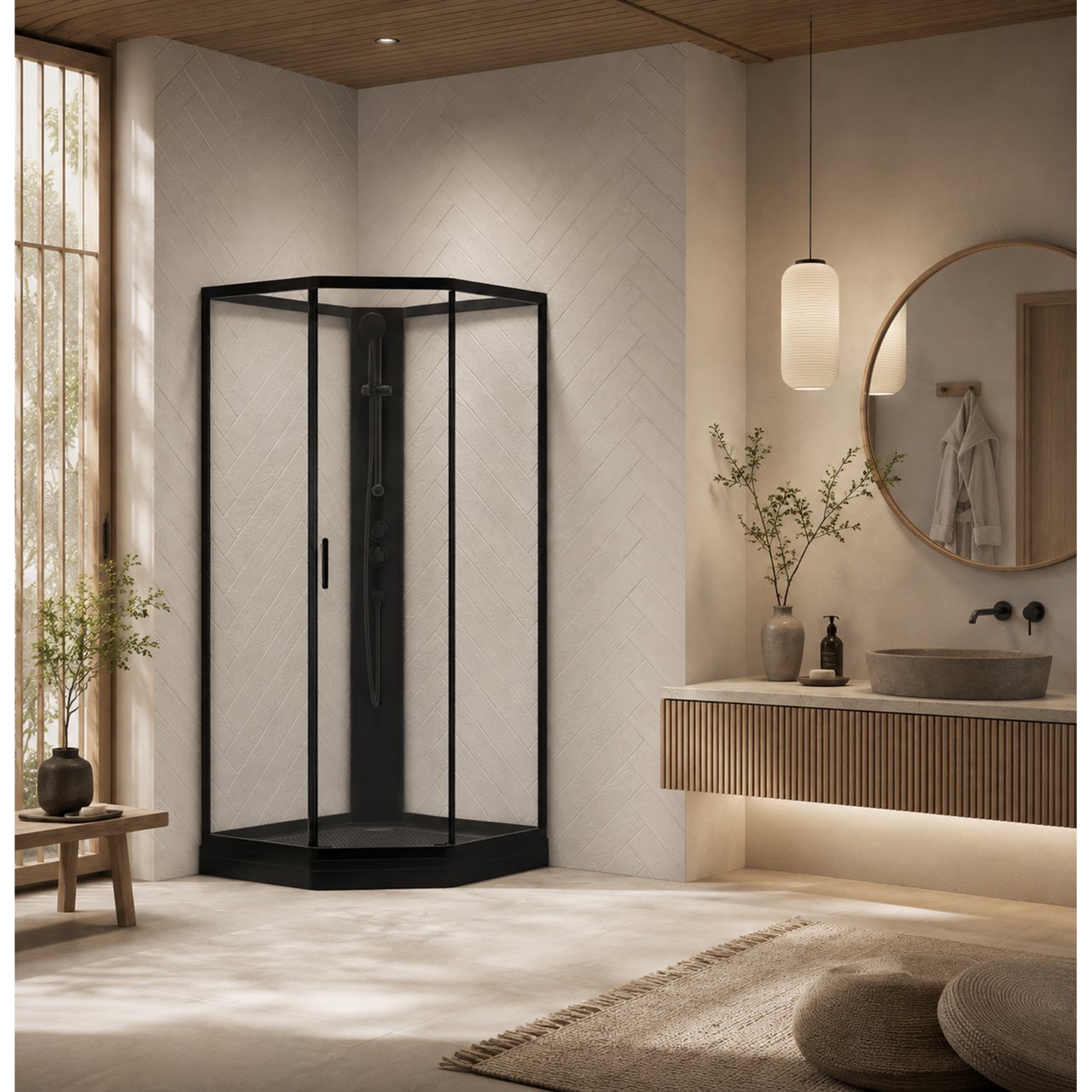 CELESTE NOVELLO DUSJKABINETT M/SKYVEDØR 90X90X205 CM M/SIKKERHETSFOLIE SORT CELESTE NOVELLO DUSJKABINETT M/SKYVEDØR 90X90X205 CM M/SIKKERHETSFOLIE SORT