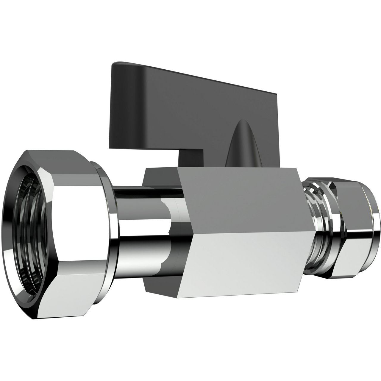 FONTA MINI KULEVENTIL 10MM X 1/2" M/OMLØPER FORKROMMET