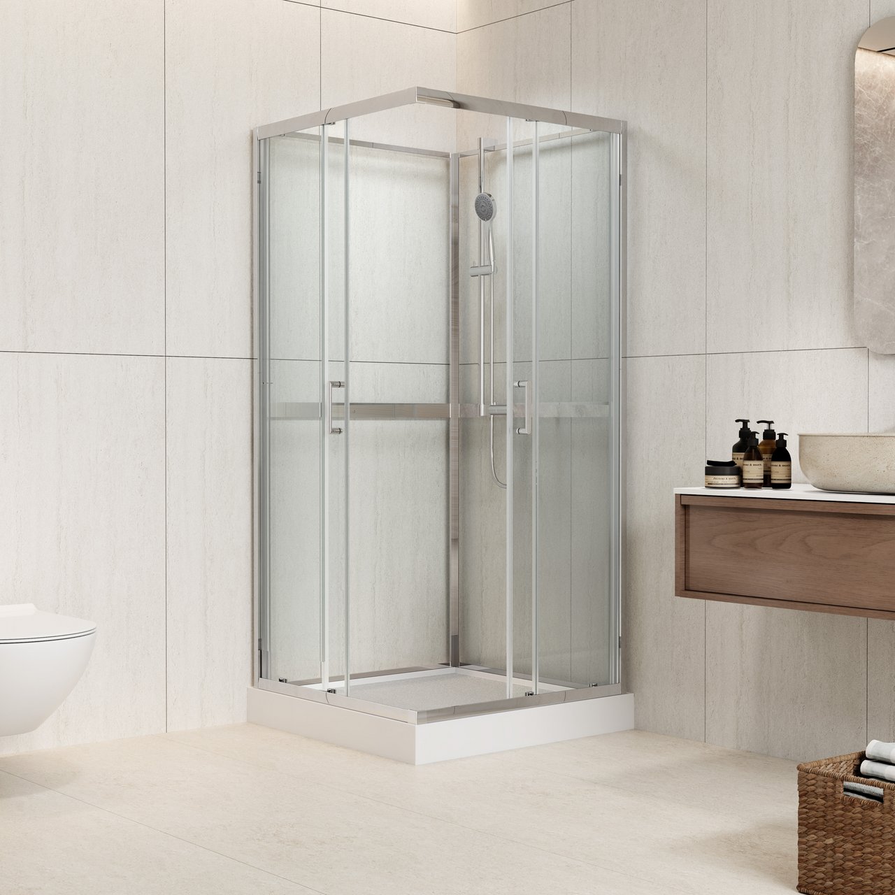 CELESTE TRENTO RETT DUSJKABINETT 80X80X195 CM LAV MODELL M/SIKKERHETSFOLIE KROM CELESTE TRENTO RETT DUSJKABINETT 80X80X195 CM LAV MODELL M/SIKKERHETSFOLIE KROM