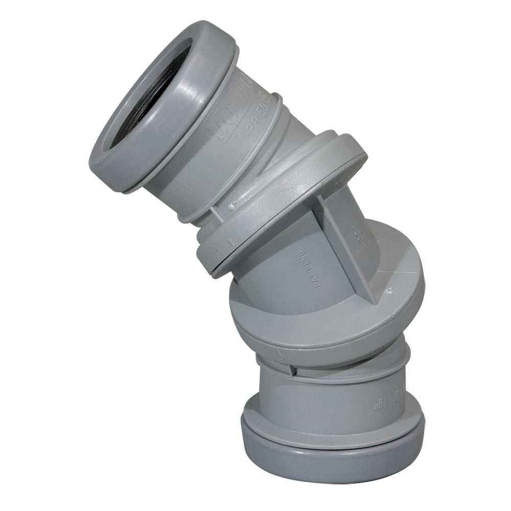 JOTIFLEX 50MM BEND 0-90° DOBBELMUFFE GRÅ JOTIFLEX 50MM BEND 0-90° DOBBELMUFFE GRÅ