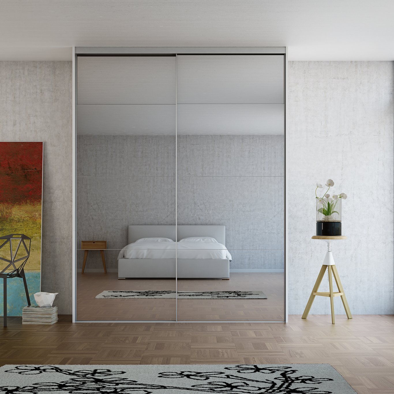 Lind Budget skyvedørsfront 102 cm speil (1/2 dør) Lind Budget skyvedørsfront 102 cm speil (1/2 dør)