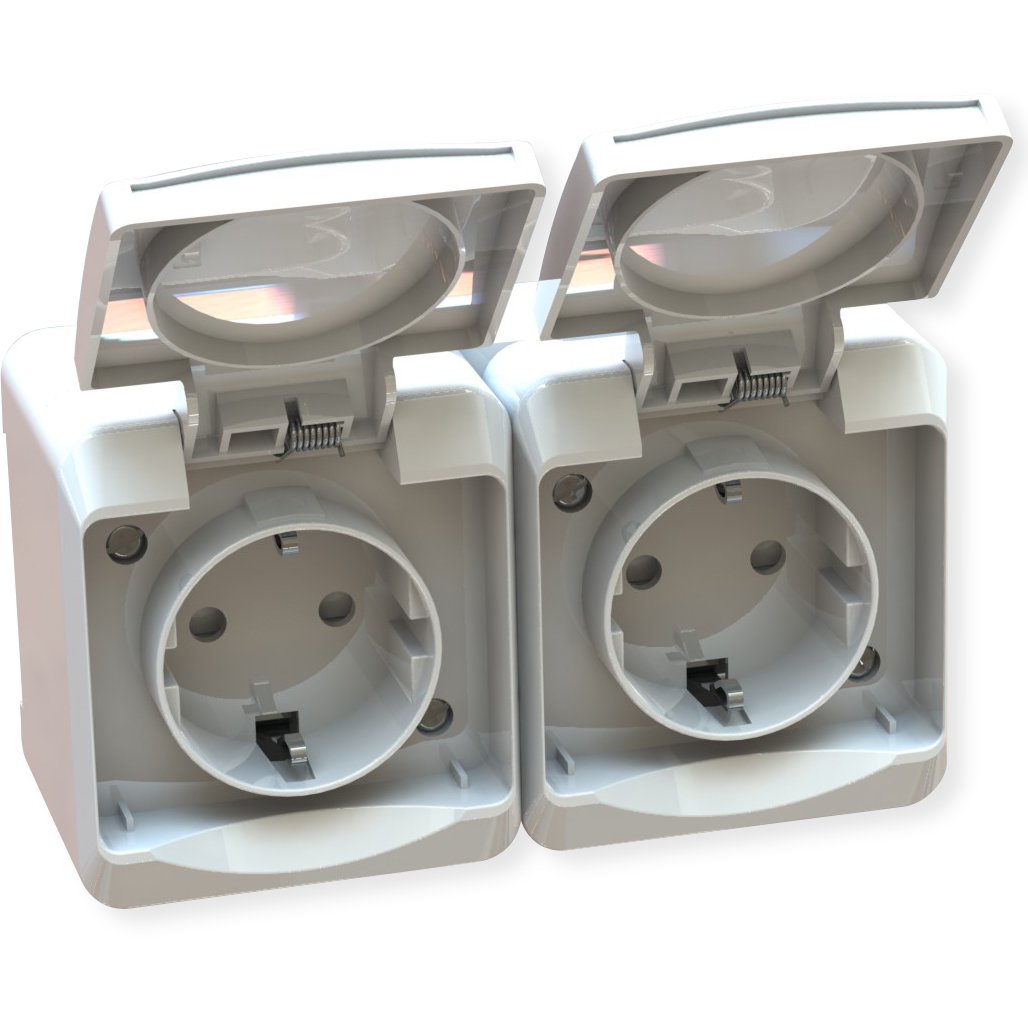 EGANT DOBBEL STIKKONTAKT M/LOKK PÅVEGG IP44