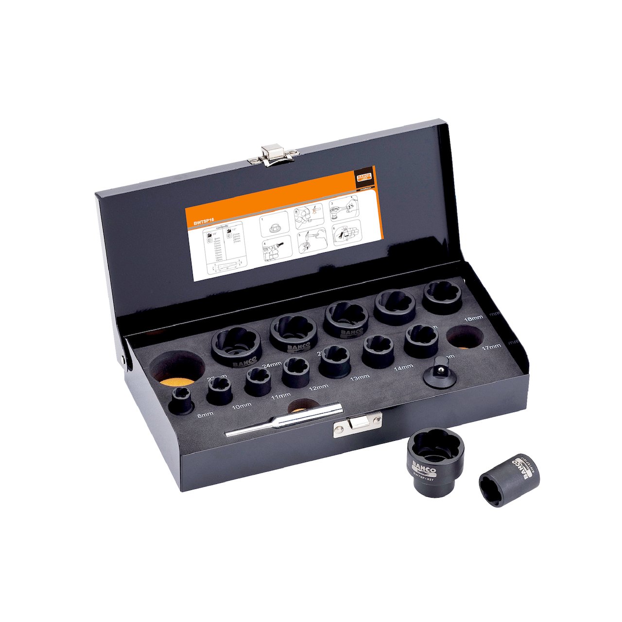 BAHCO MUTTERAVTREKKERSETT 8-27MM 16D BAHCO MUTTERAVTREKKERSETT 8-27MM 16D