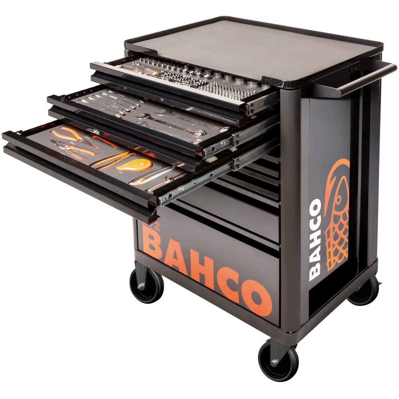 BAHCO VERKTØYVOGN 216 DELER I SKUM INNLEGG 7 SKUFFER