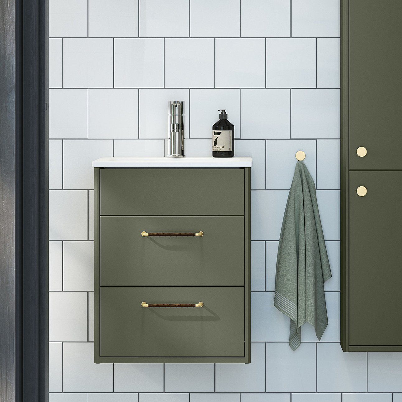 GUSTAVSBERG GRAPHIC BADEROMSMØBEL 45 CM GRØNN M/SERVANT GUSTAVSBERG GRAPHIC BADEROMSMØBEL 45 CM GRØNN M/SERVANT