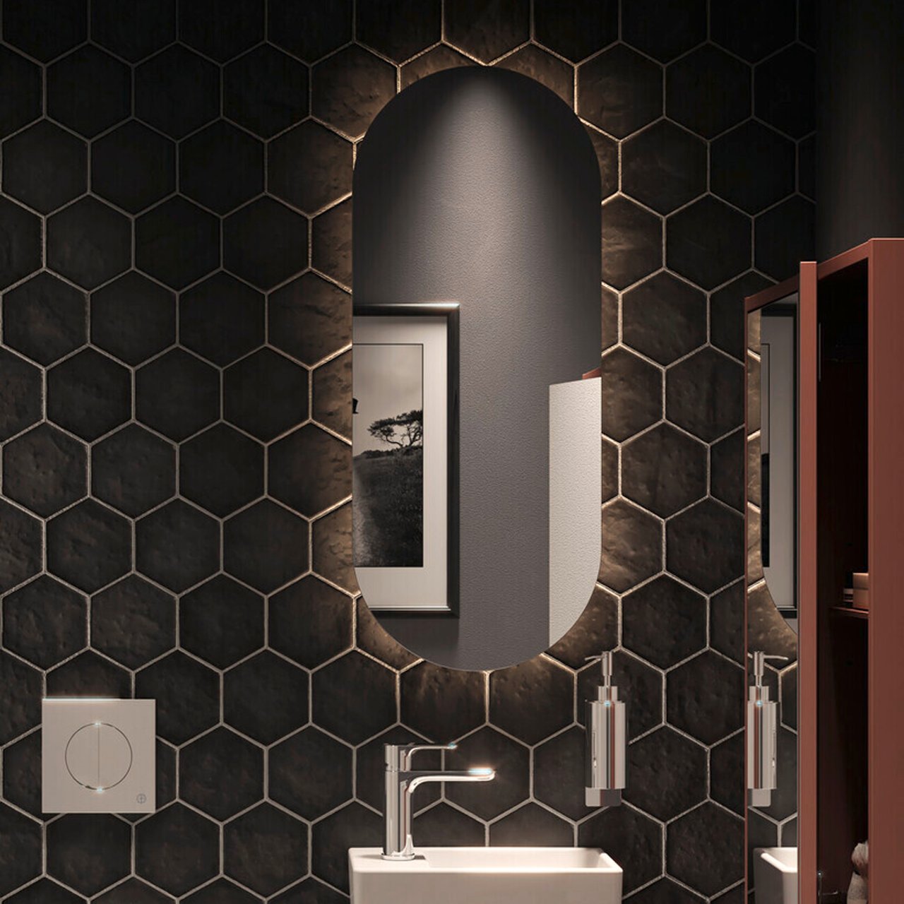 GUSTAVSBERG SPEIL MED BAKGRUNNSLYS 35 CM IP44 GUSTAVSBERG SPEIL MED BAKGRUNNSLYS 35 CM IP44