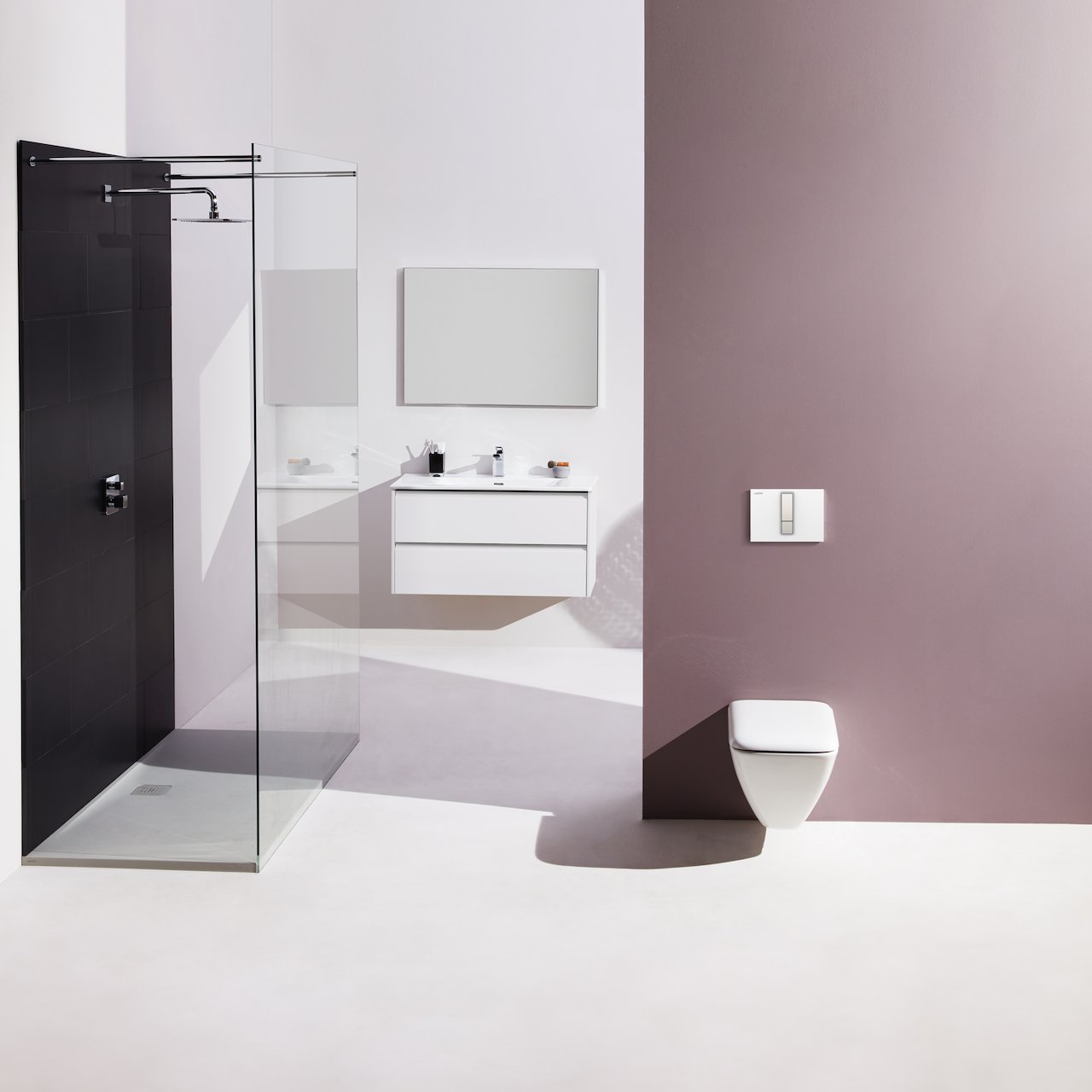 LAUFEN LIS TRYKKPLATE AW102 HVITT GLASS/BØRSTET STÅL