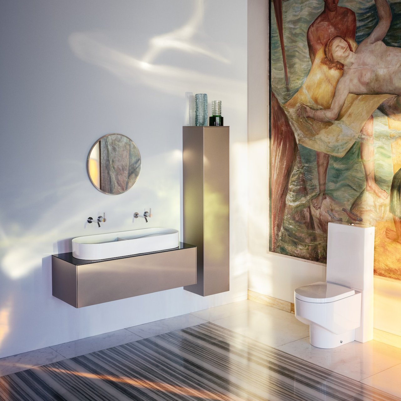 LAUFEN SONAR DOBBEL SERVANT 100X37 CM U/ARMATURHULL HVIT