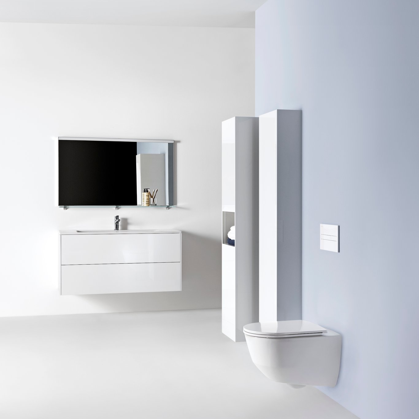 LAUFEN BASE BADEROMSMØBEL 120 M/2 ARMATURHULL HVIT