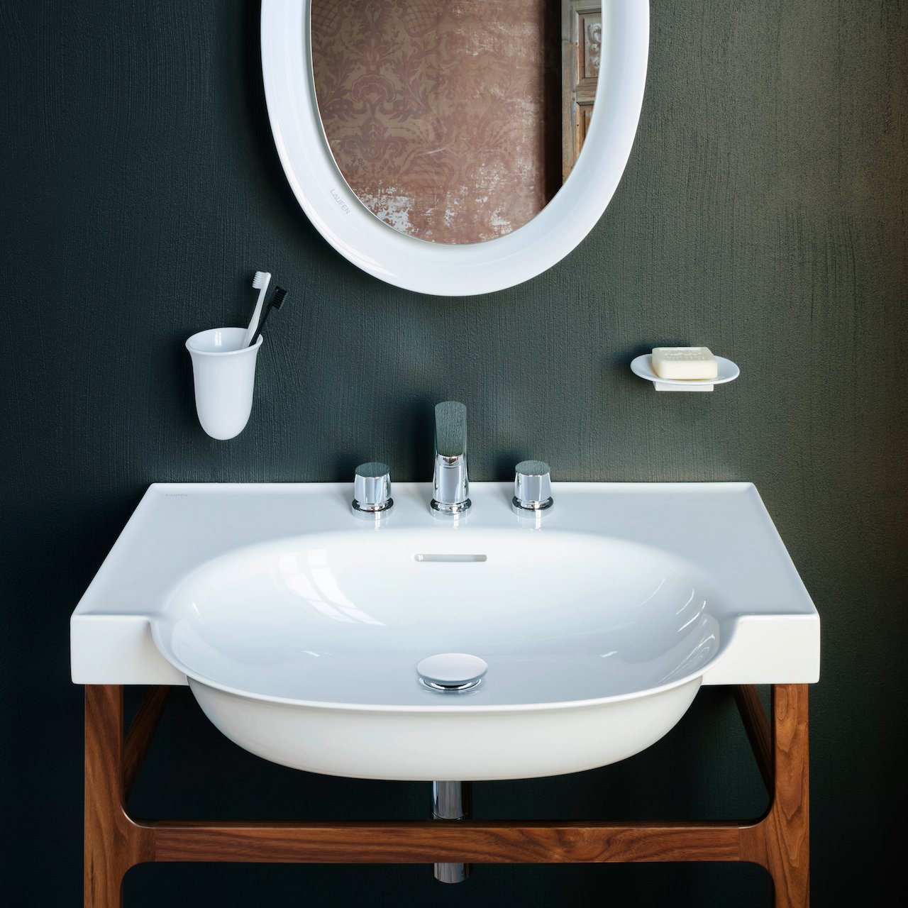 LAUFEN NEW CLASSIC TANNBØRSTEHOLDER I SAPHIRKERAMIK HVIT