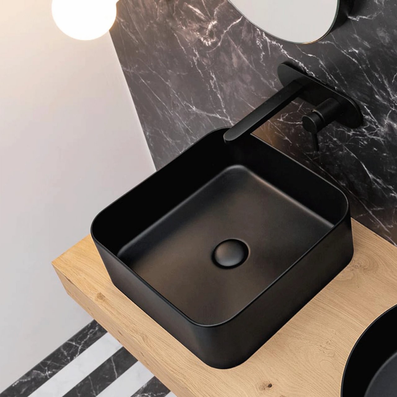 LAVABO MATE SLIM 40X40 PORSELEN SERVANT MATT SORT LAVABO MATE SLIM 40X40 PORSELEN SERVANT MATT SORT