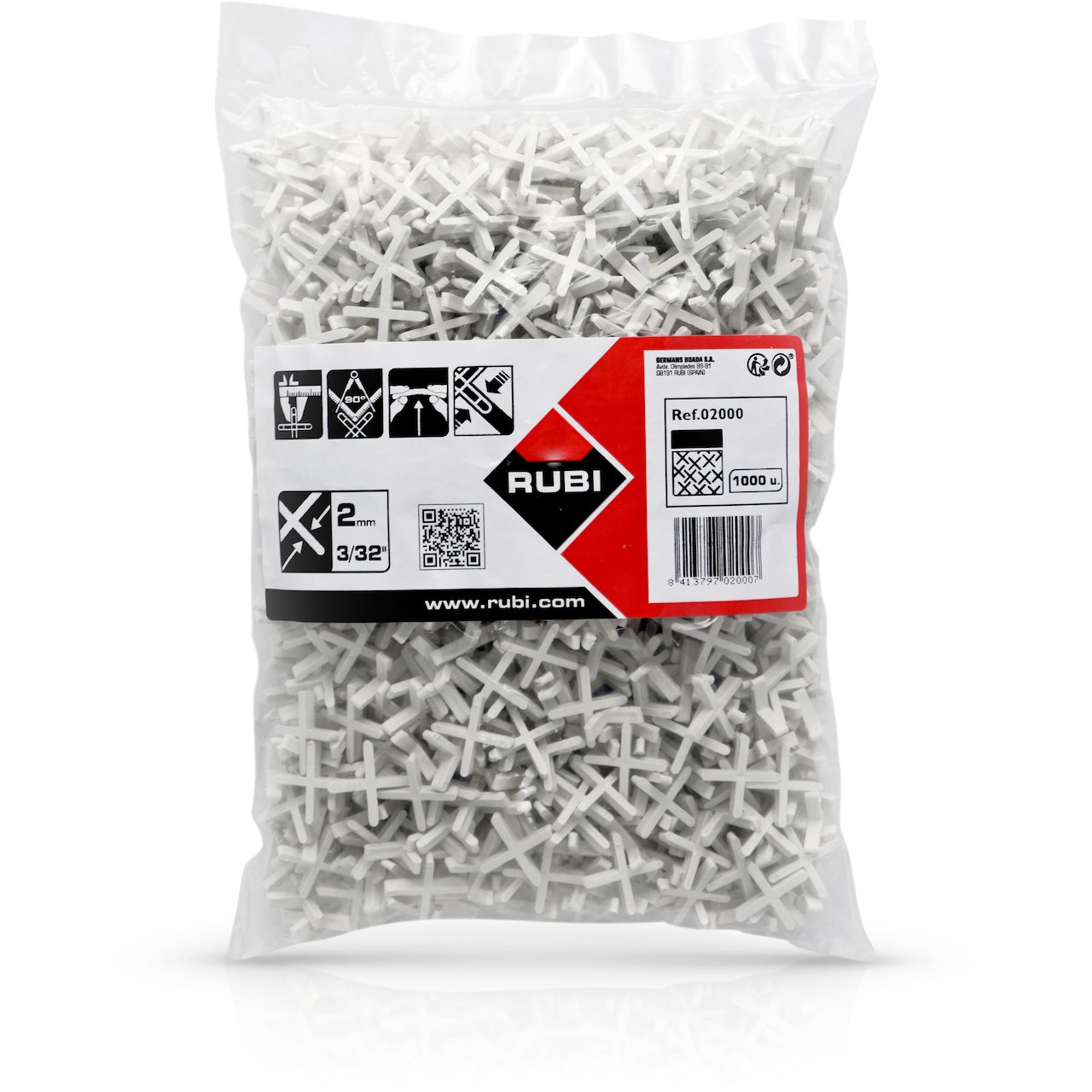 RUBI FLISEKRYSS 2MM 1000 STK. RUBI FLISEKRYSS 2MM 1000 STK.