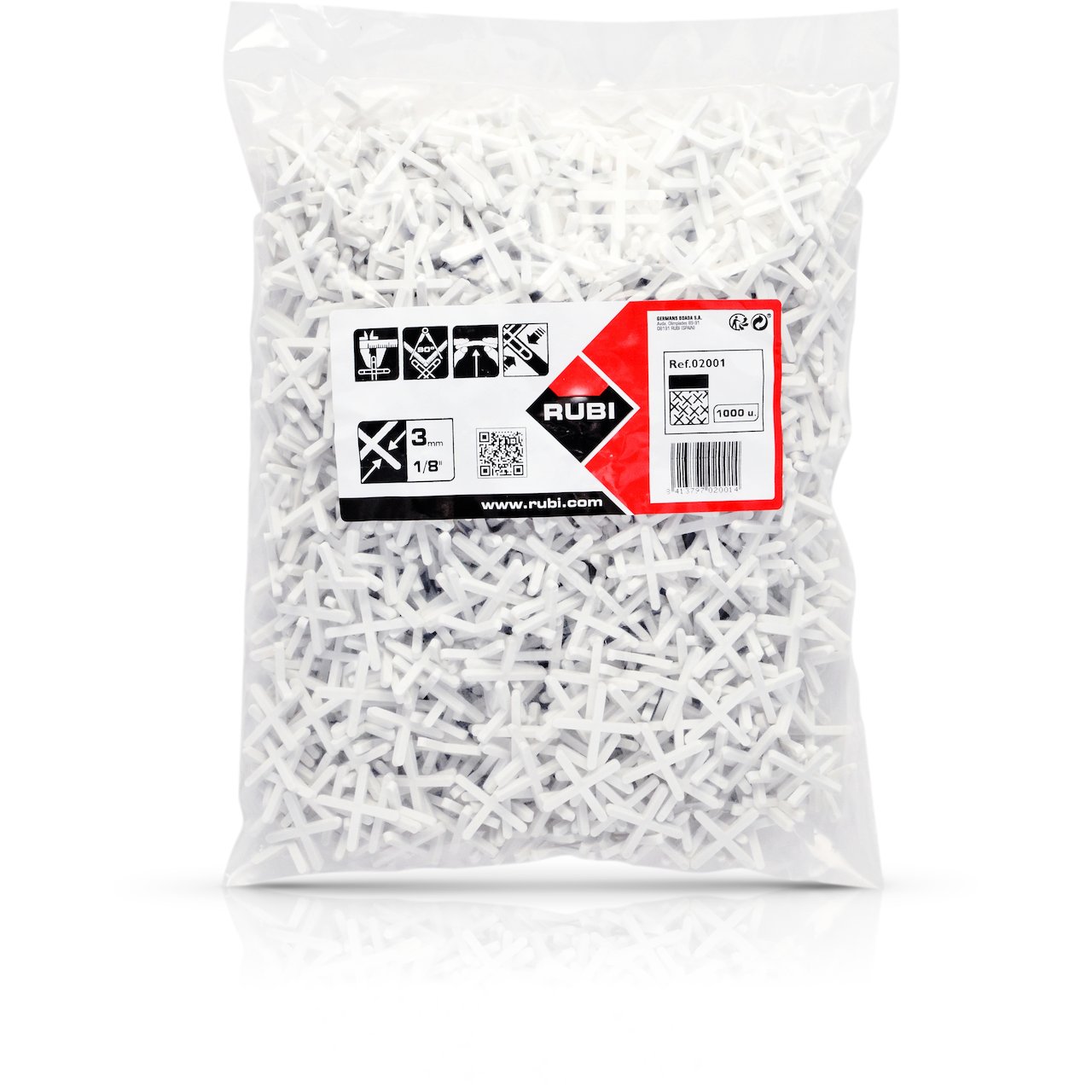 RUBI FLISEKRYSS 3MM 1000 STK. RUBI FLISEKRYSS 3MM 1000 STK.