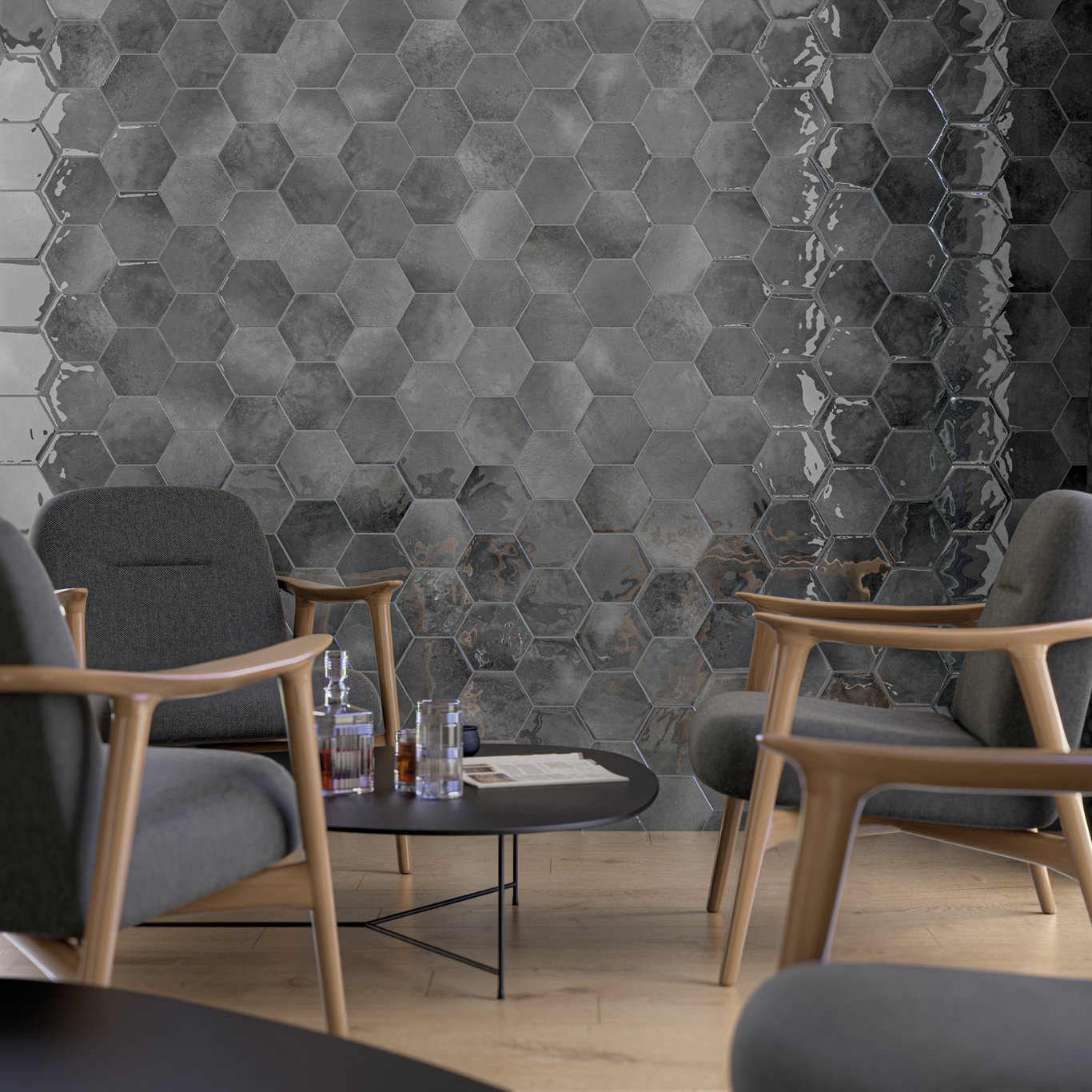 MOON HEXAGON GREY 16X18 MOON HEXAGON GREY 16X18