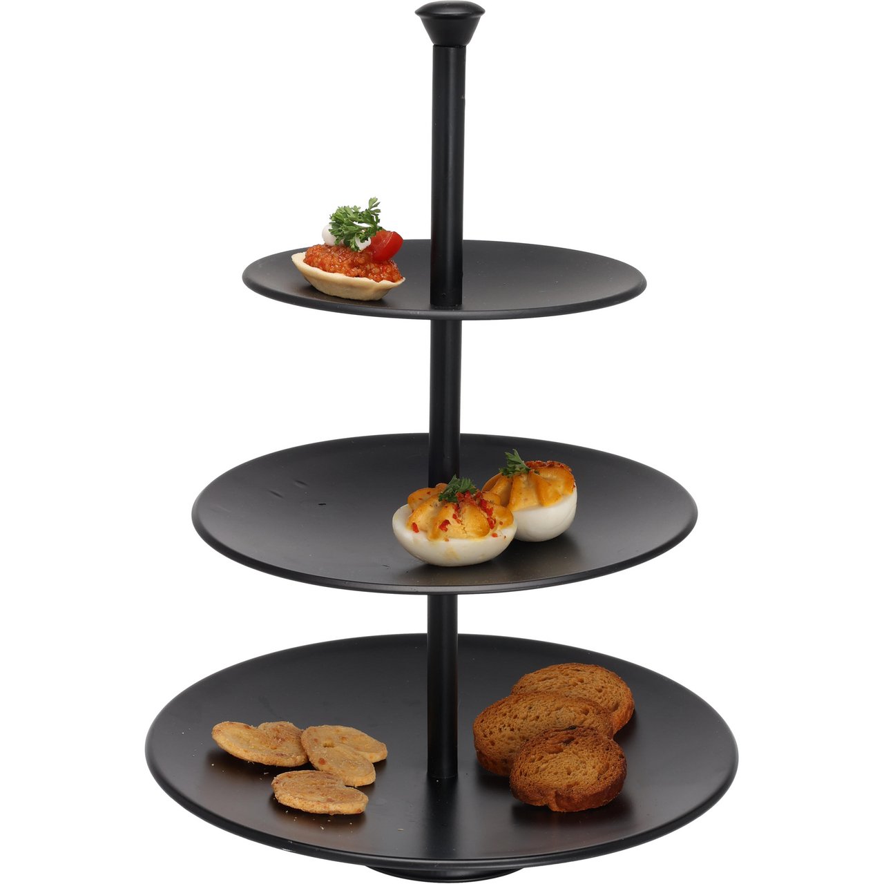 KAKEFAT 3 ETASJER RUSTFRITT STÅL 36CM MATT SORT KAKEFAT 3 ETASJER RUSTFRITT STÅL 36CM MATT SORT