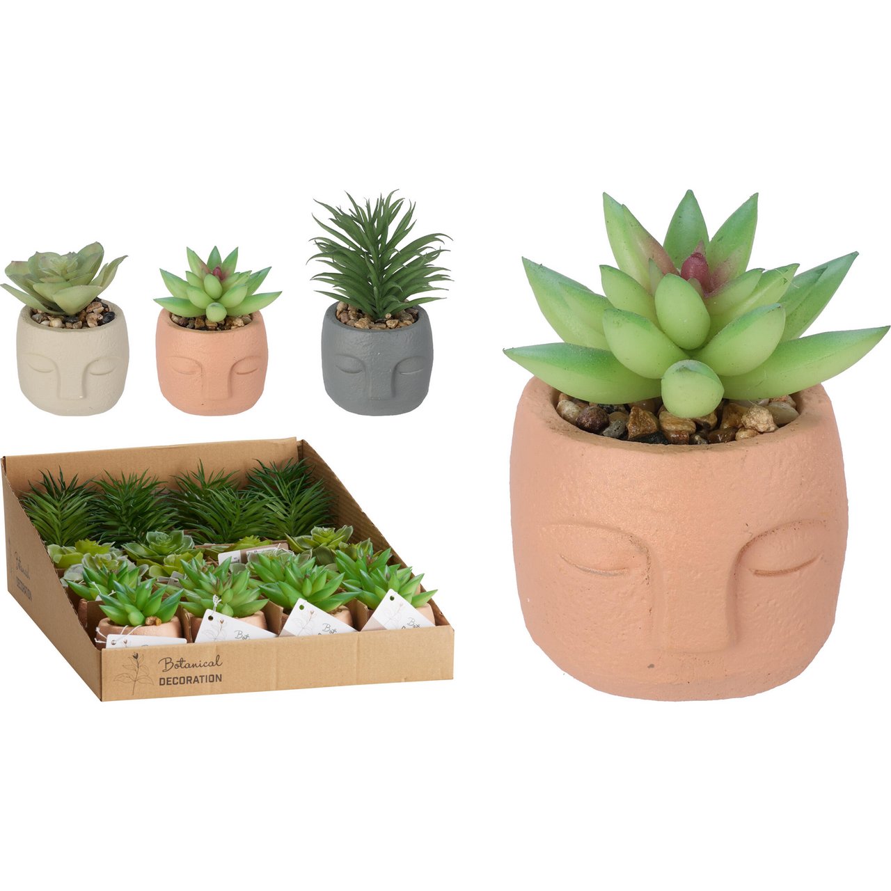 KUNSTIG PLANTE I SEMENTPOTTE 6X8CM ASSORTERT
